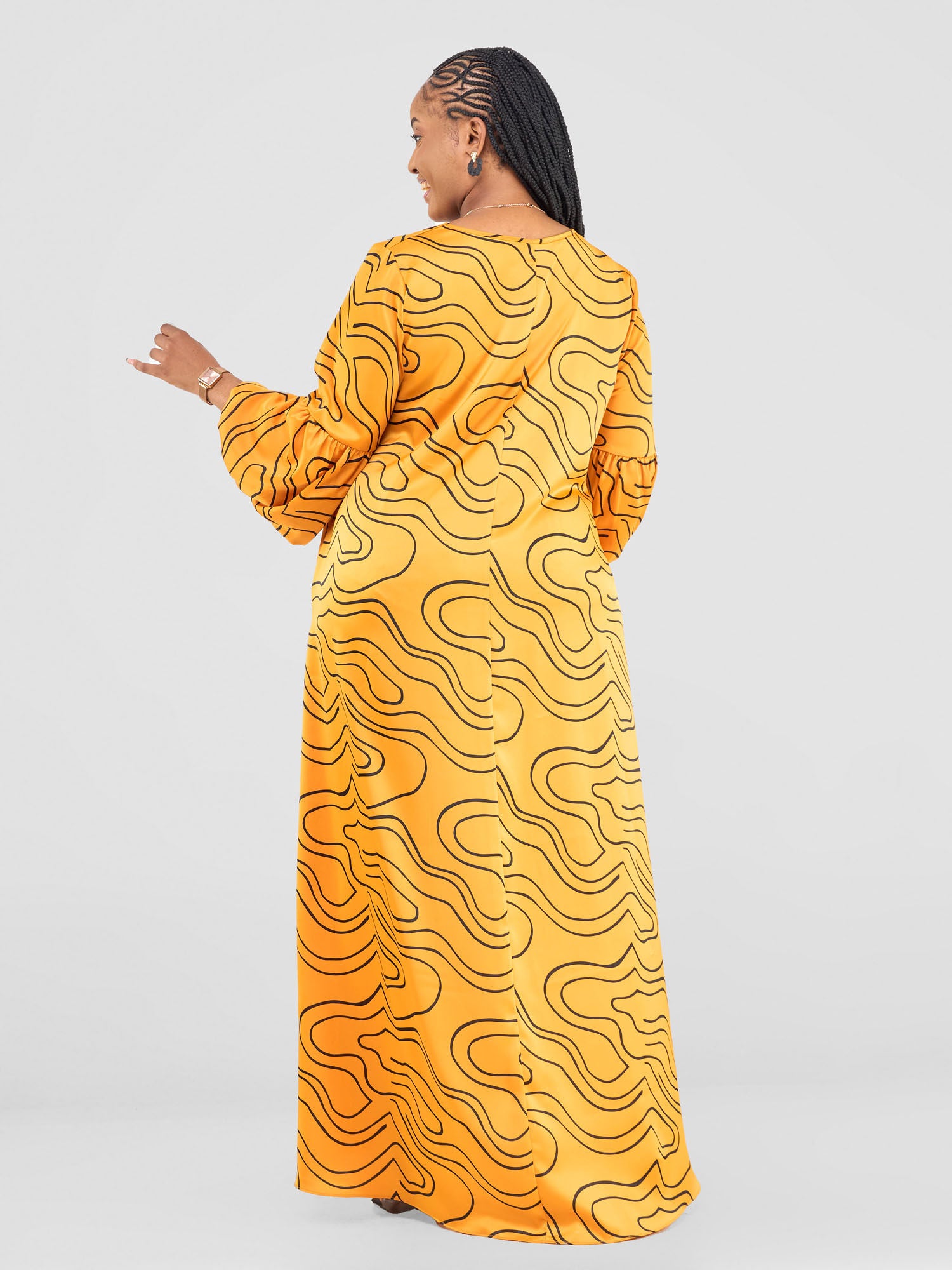 Vivo Hanabi Tent Maxi Dress - Mustard/ Black Hini Print