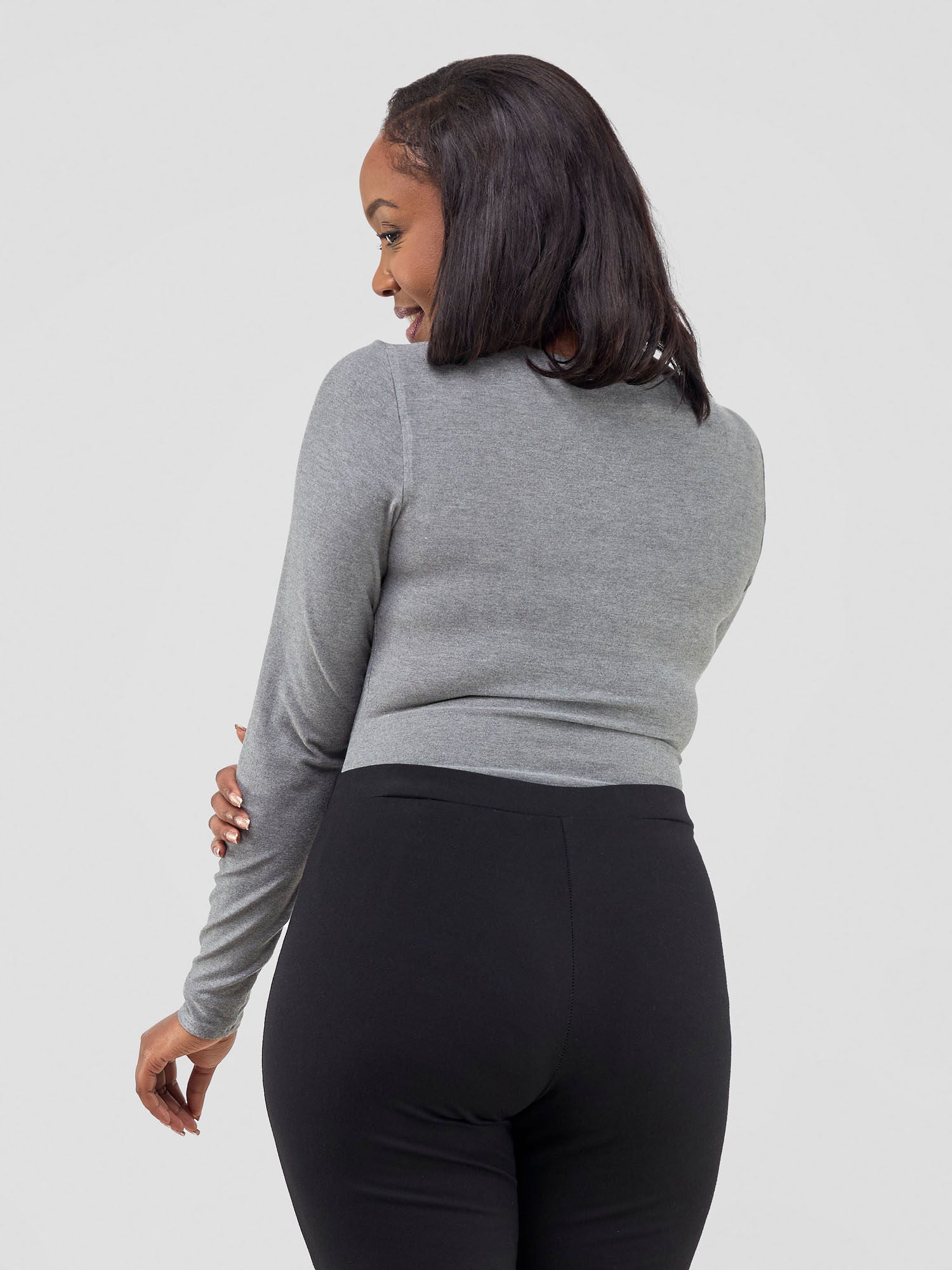 Vivo Basic Long Sleeve Bodysuit (Seamless) - Grey