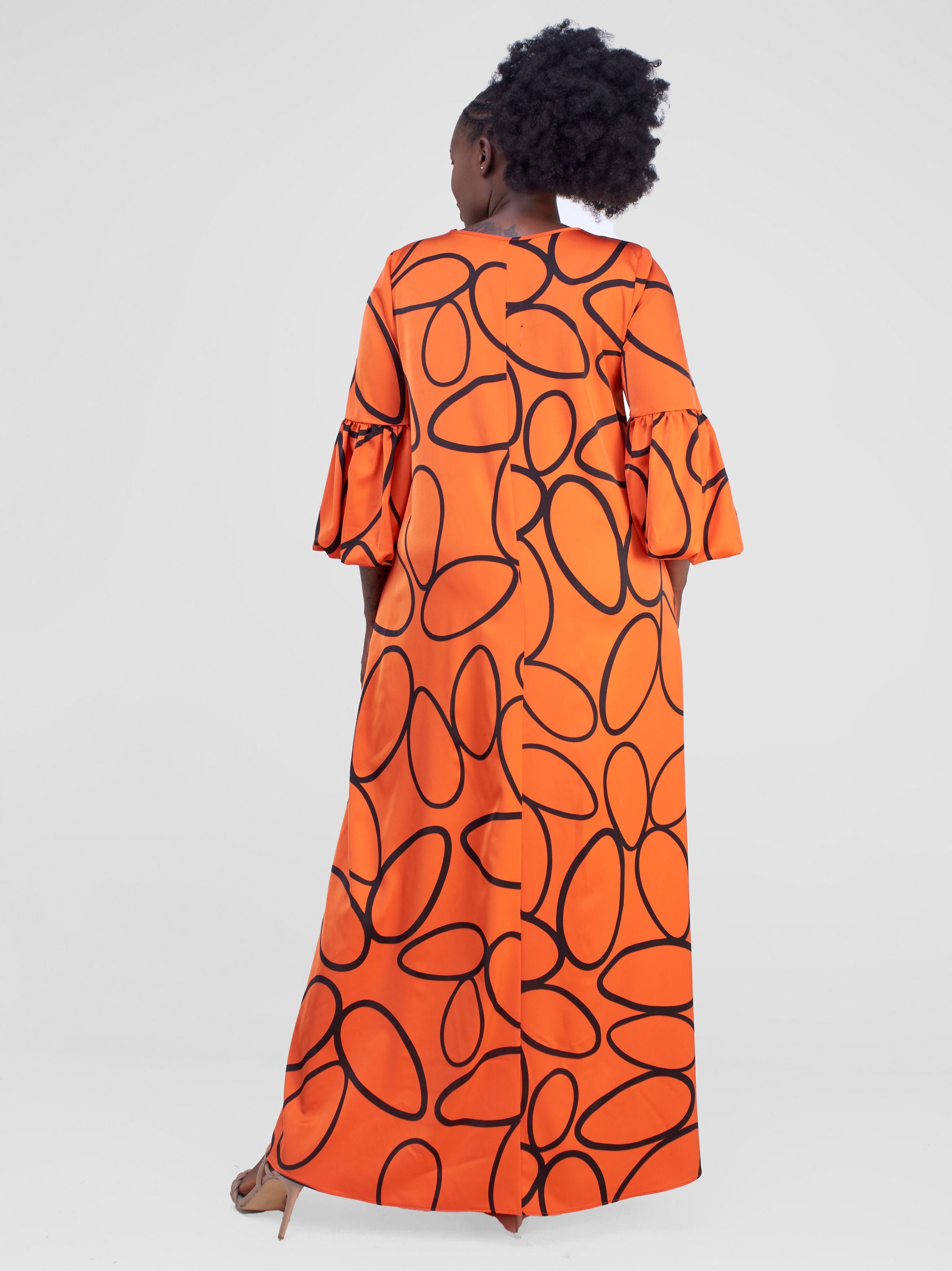 Vivo Hanabi Tent Maxi Dress - Orange Koto Print