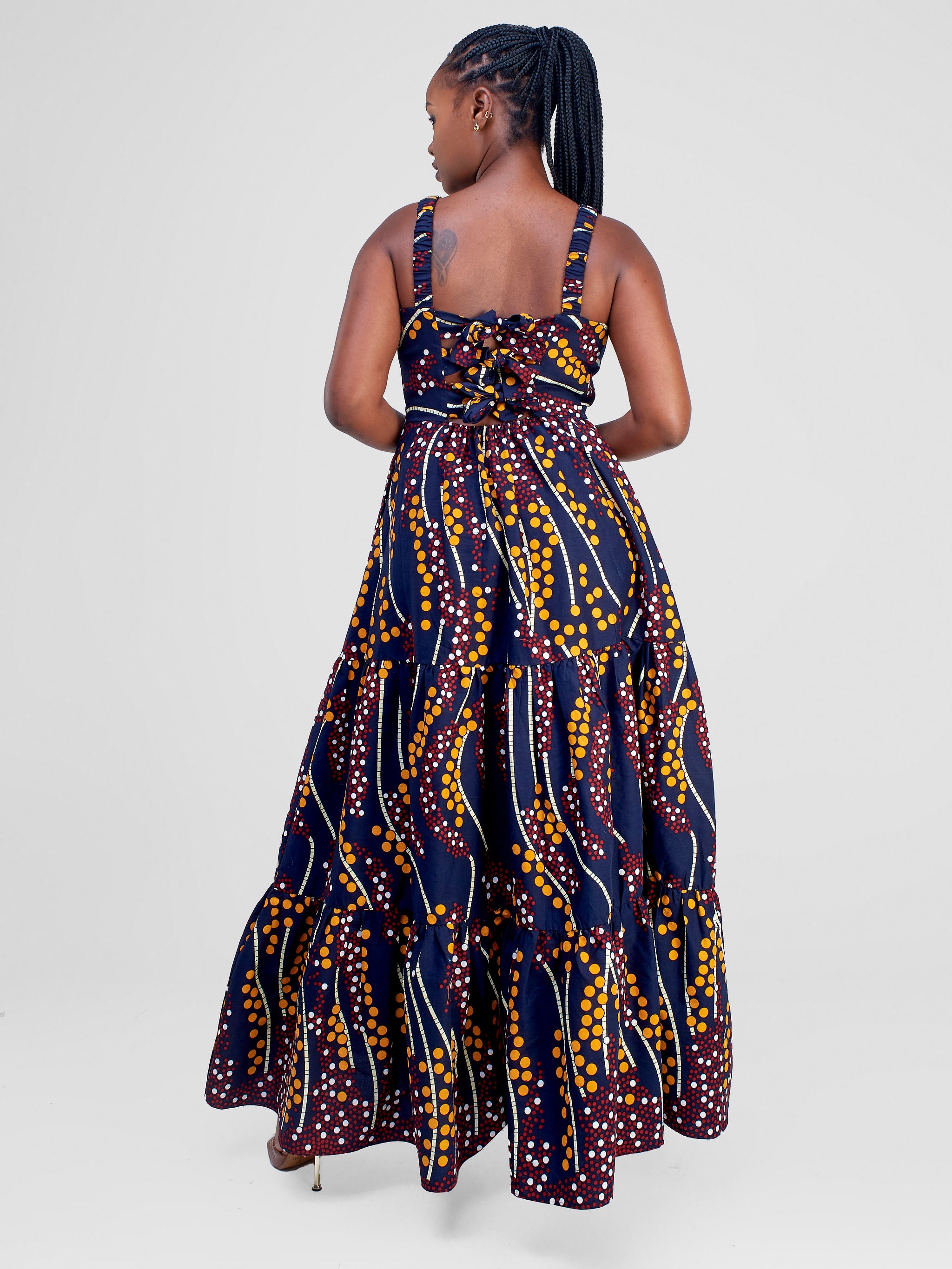 Safari Anga Strappy Tie Back Maxi Dress - Mvua Print