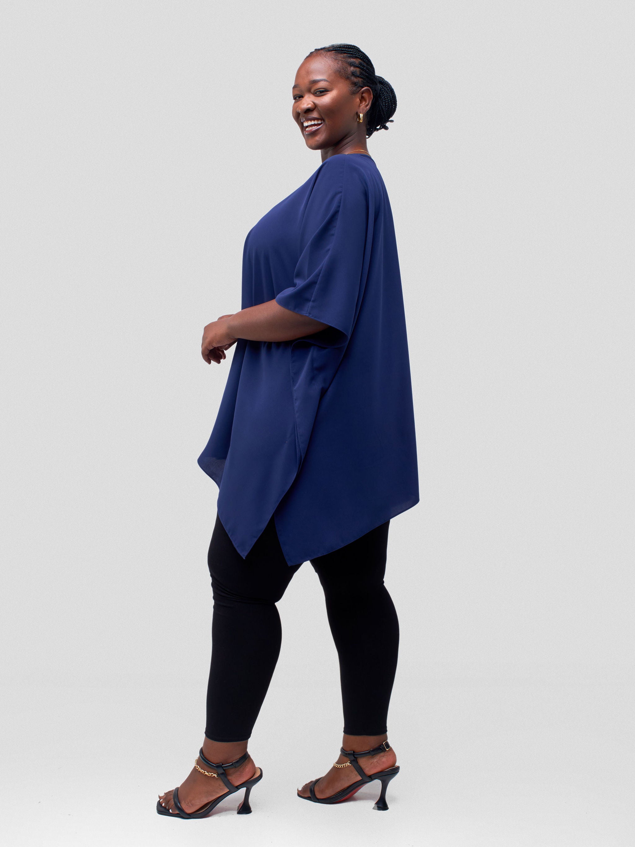 Vivo Ava Panelled Tunic Top - Navy Blue