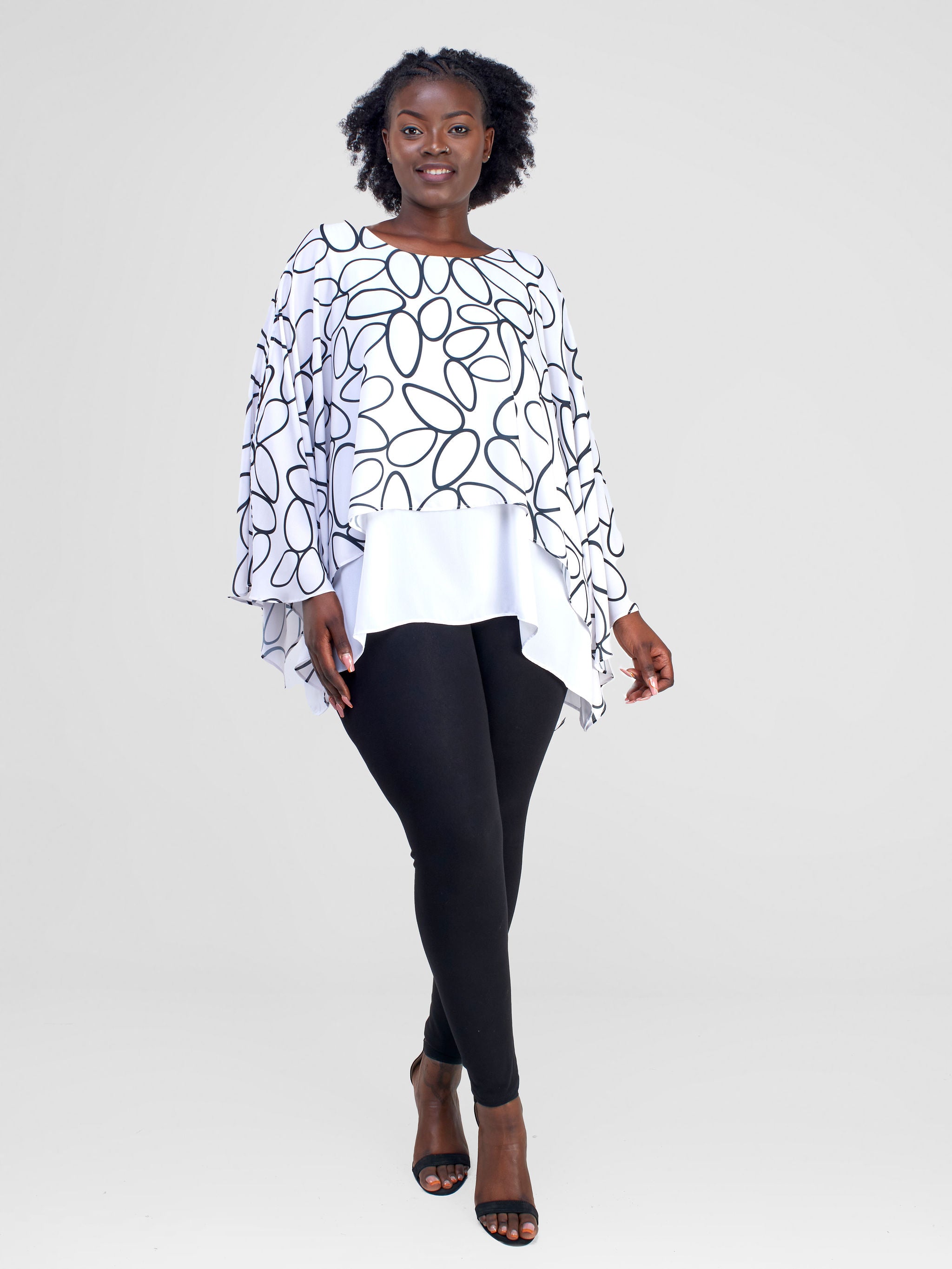 Vivo Hanabi Kaftan Top - White Koto Print