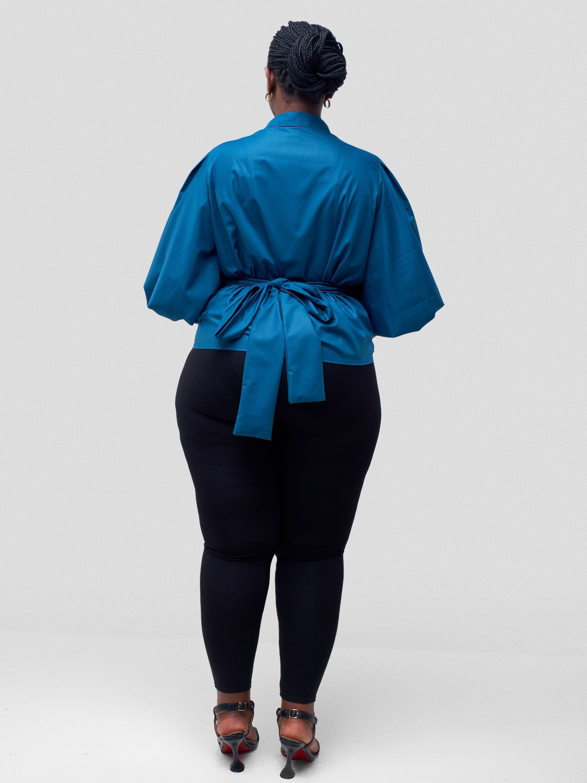 Vivo Ava Bubble Sleeve Wrap Top - Teal