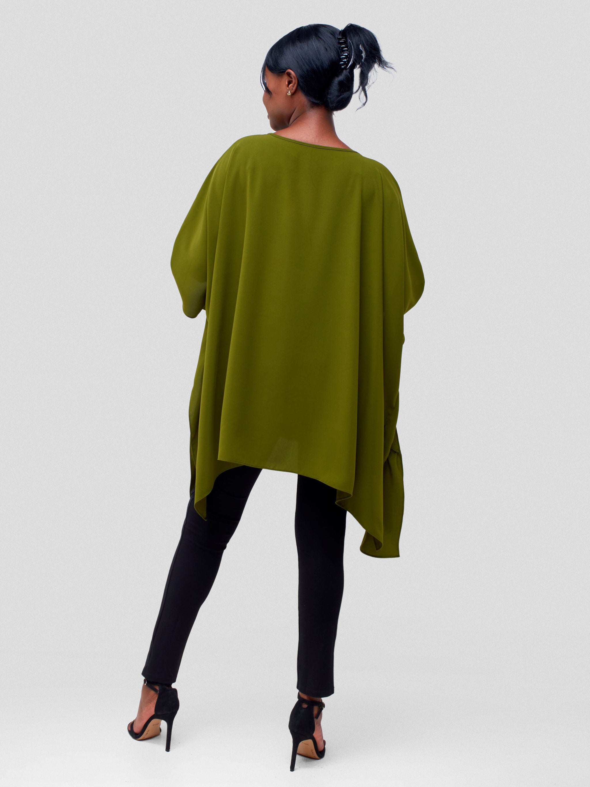 Vivo Ava Panelled Tunic Top - Olive Green