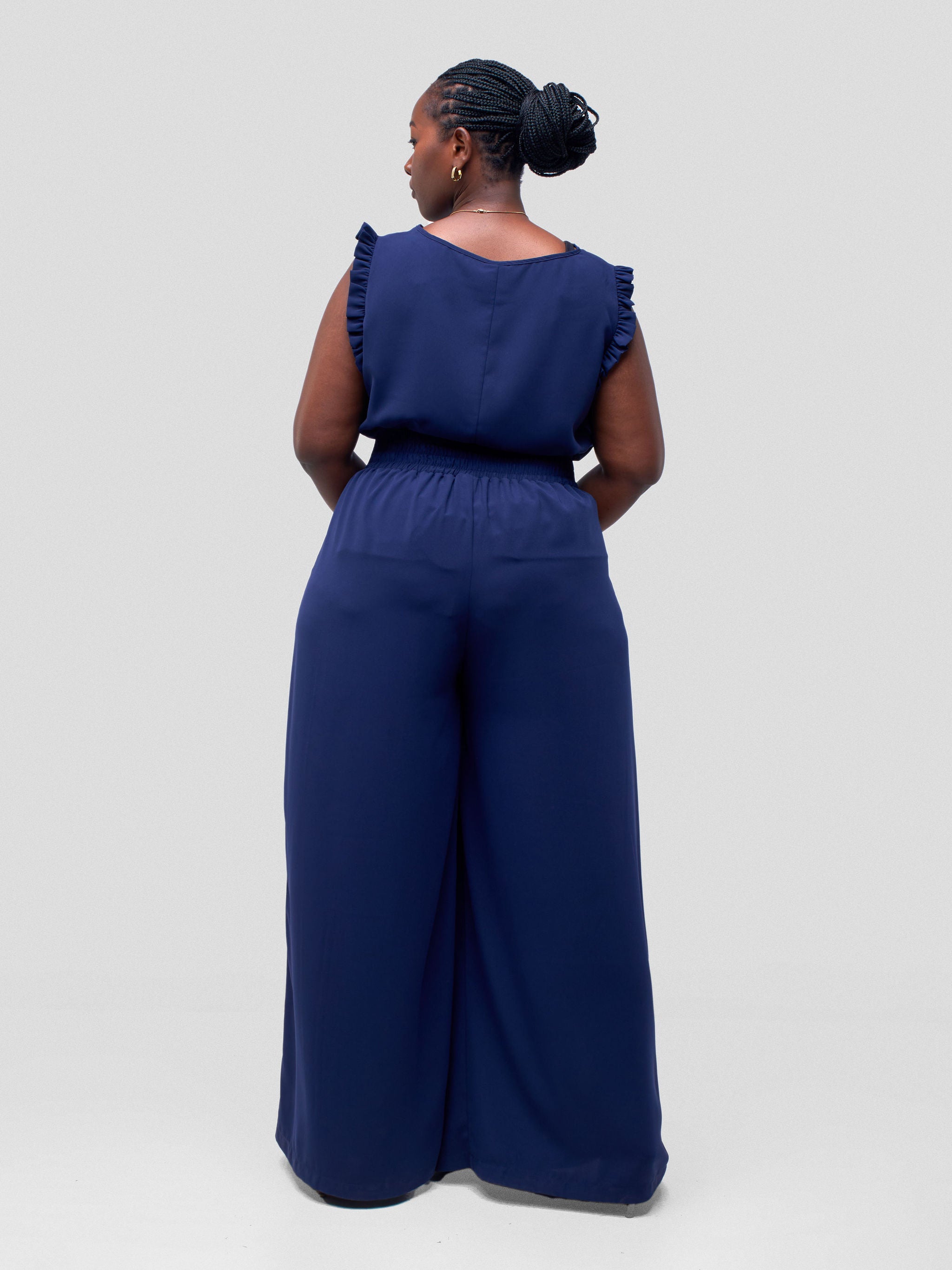 Vivo Ava Pleated Wide Leg Pants - Navy Blue