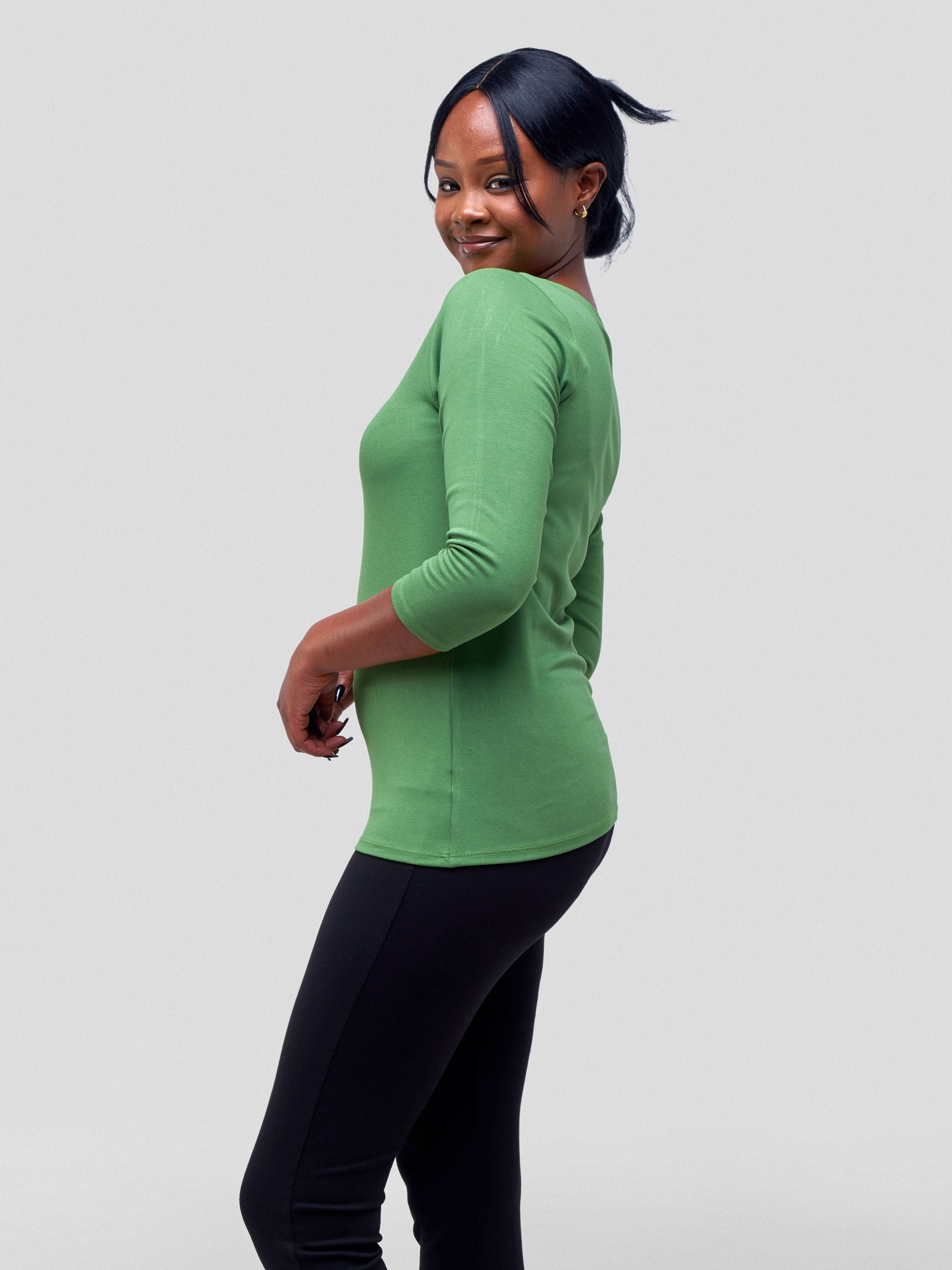 Vivo Val 3/4 Sleeve Top - Green