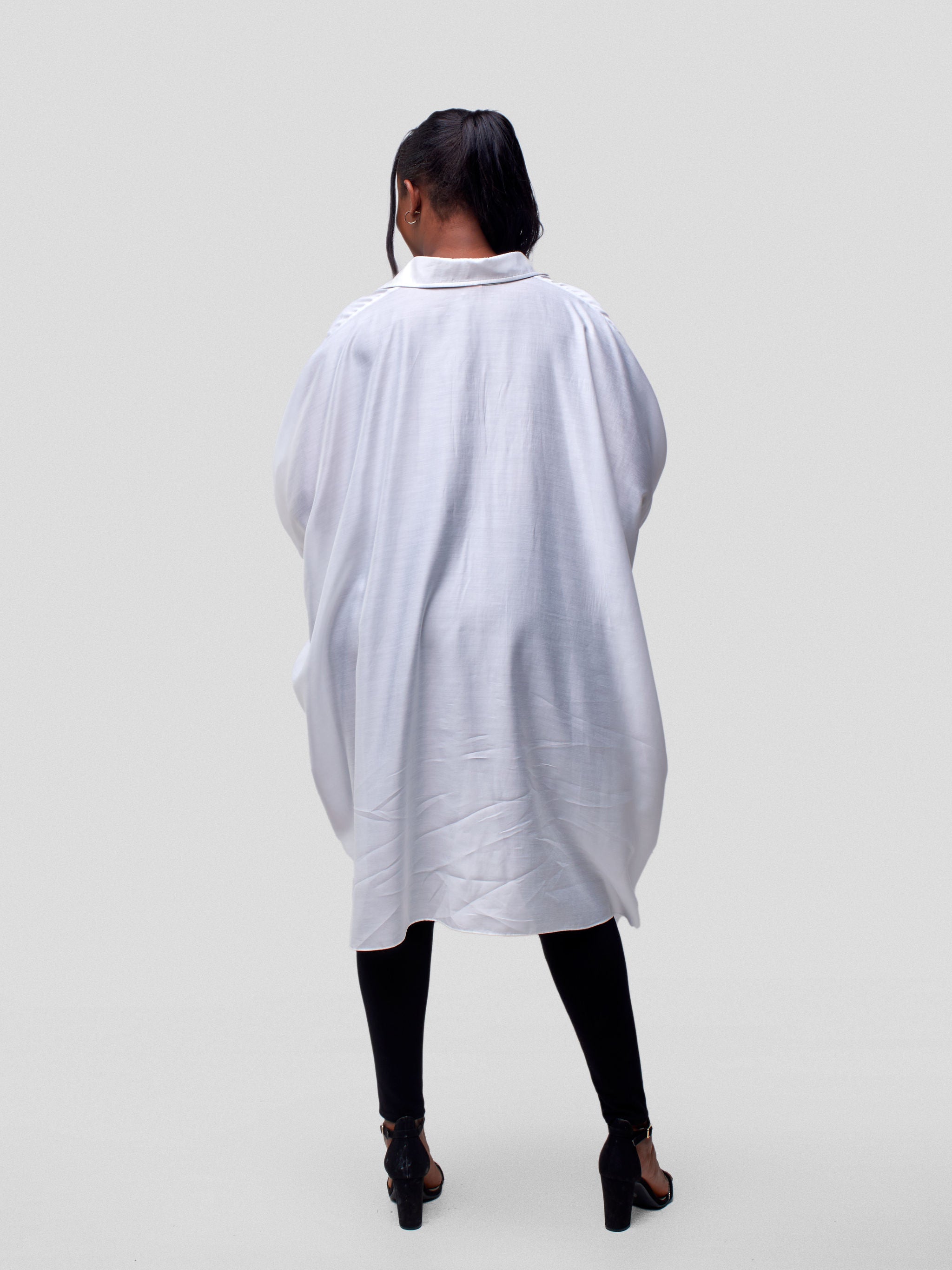 Vivo Ava Shirt Collar Tunic Top - White
