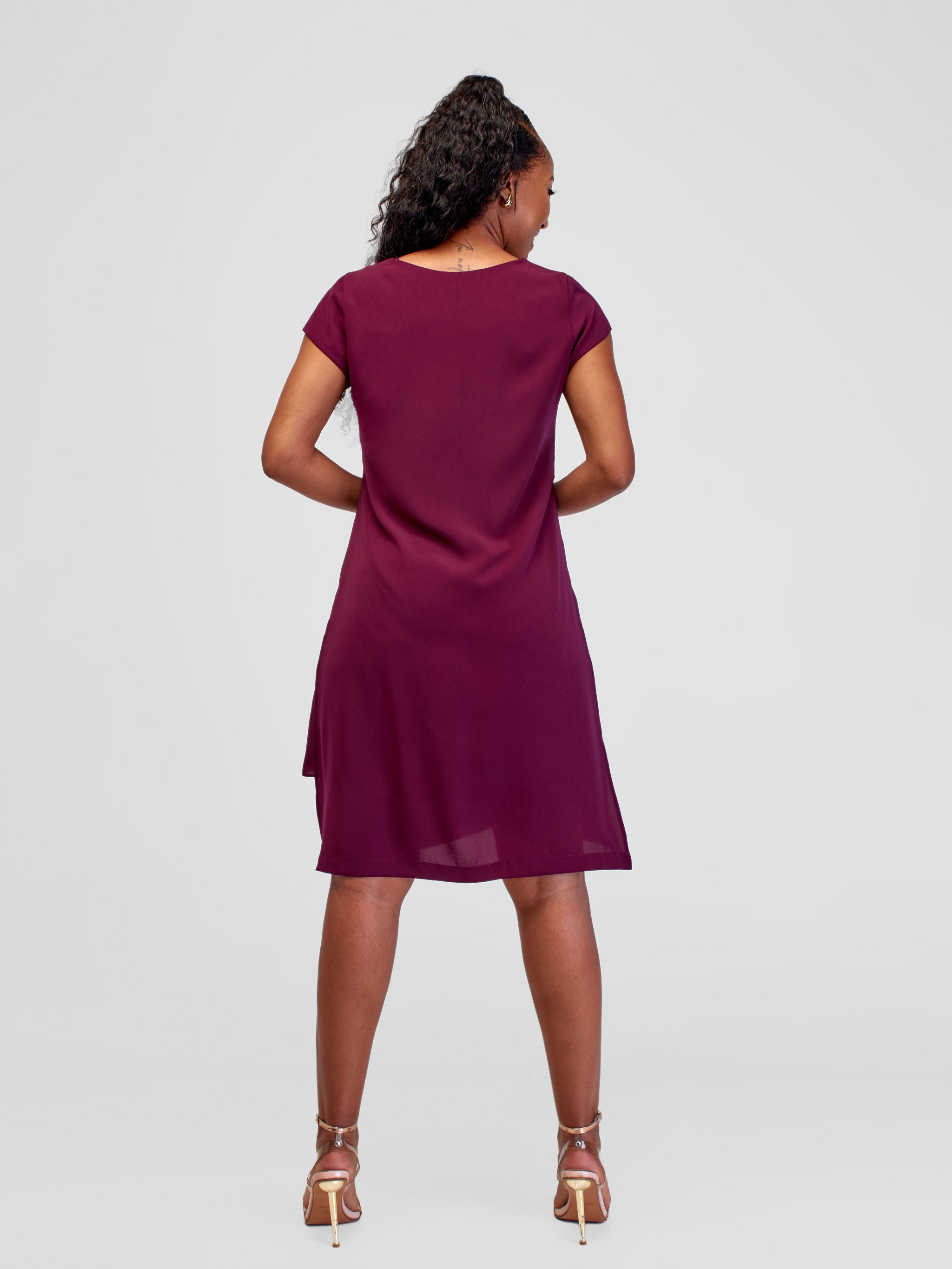 Vivo Amara Cap Sleeve Layered Dress - Purple