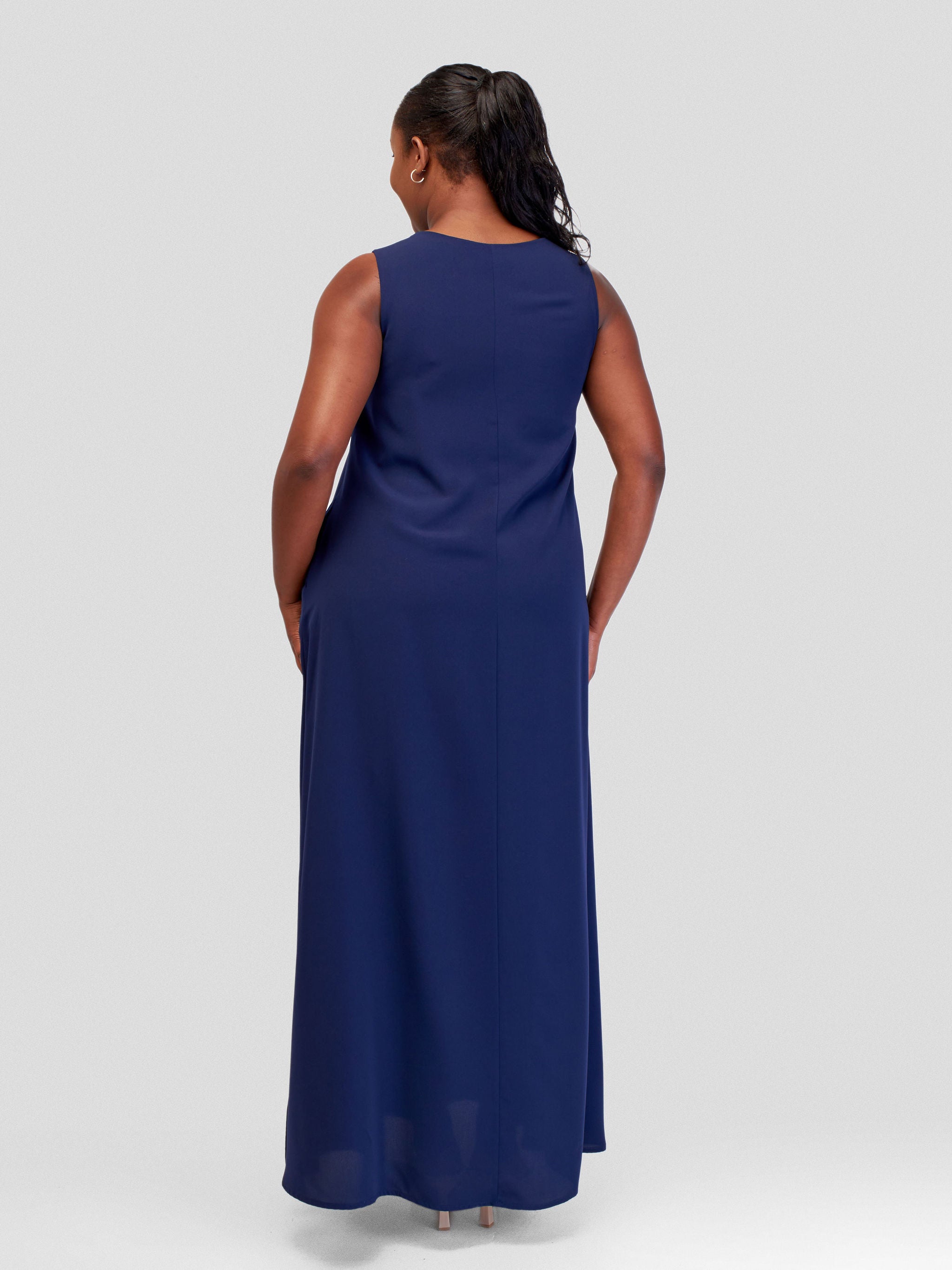 Vivo Ava Front Pleat Maxi Dress - Navy Blue