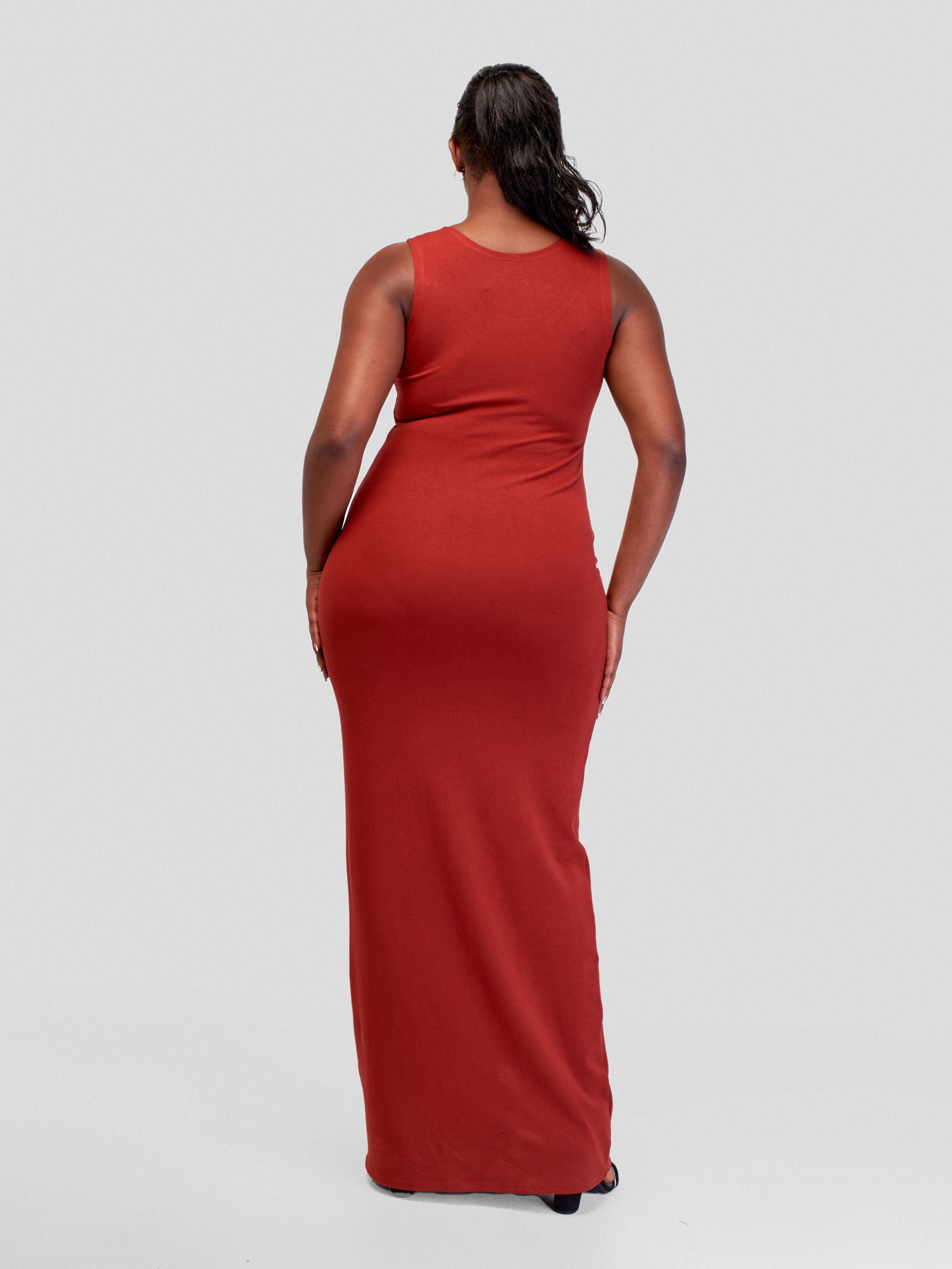 Vivo Basic Straight Maxi Dress - Dark Rust