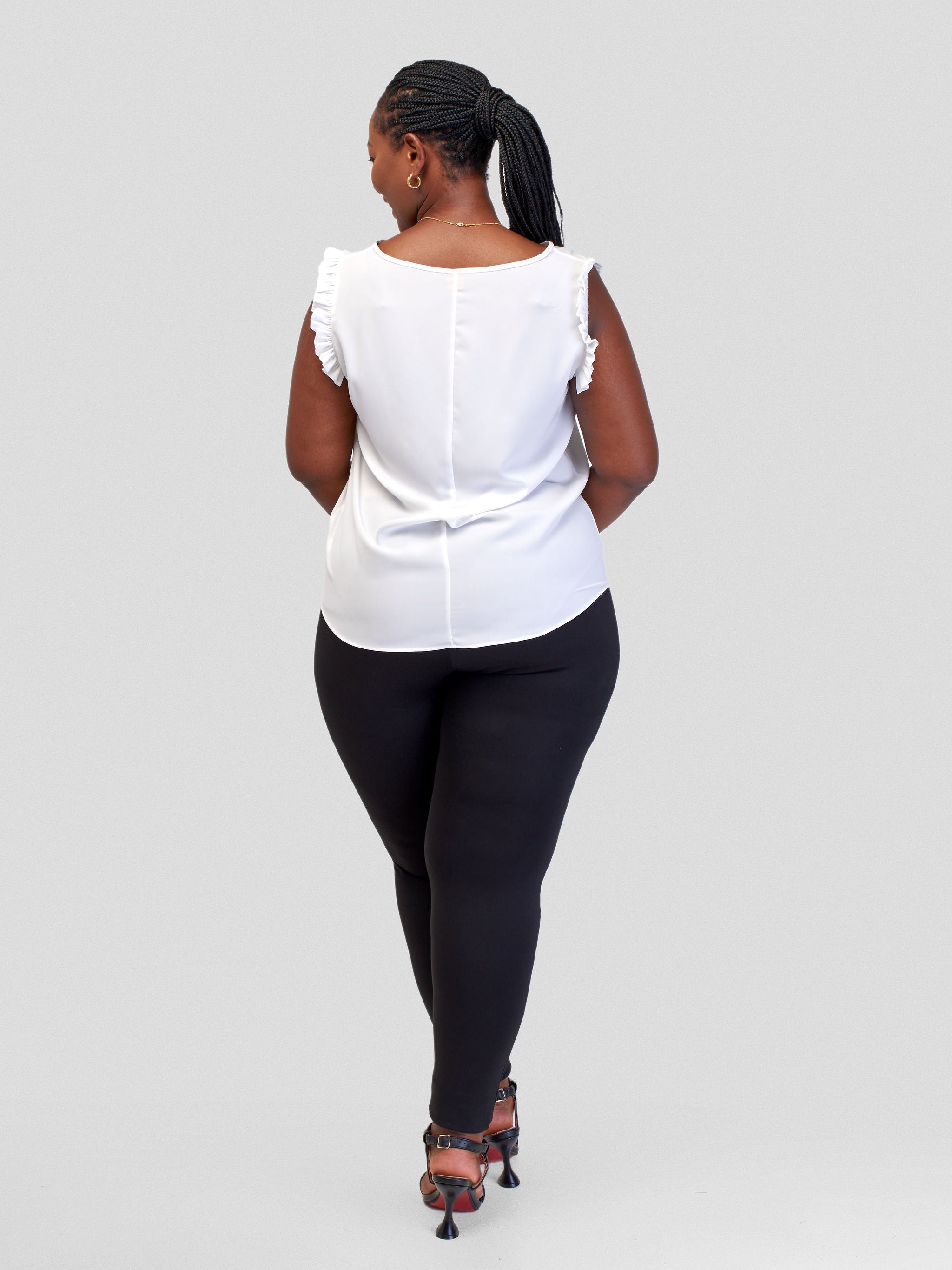 Vivo Ava Sleeveless Ruffle Top - White