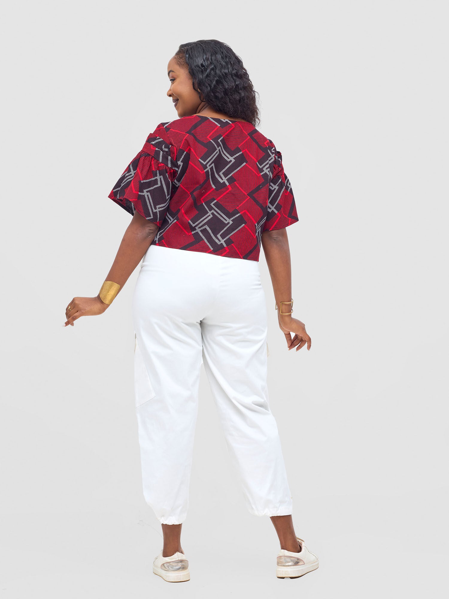 Safari Nimali Ruffle Sleeve Top - Obu Print