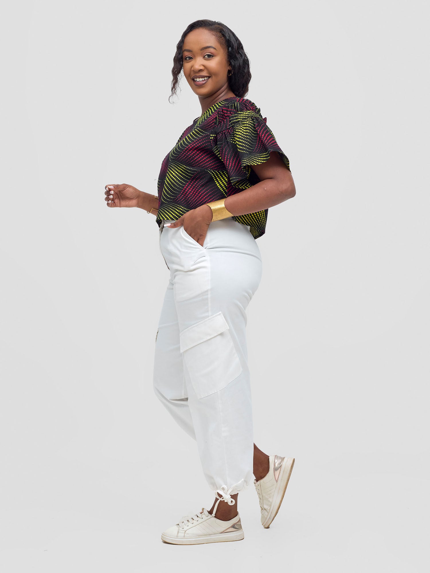 Safari Nimali Ruffle Sleeve Top - Shama Print