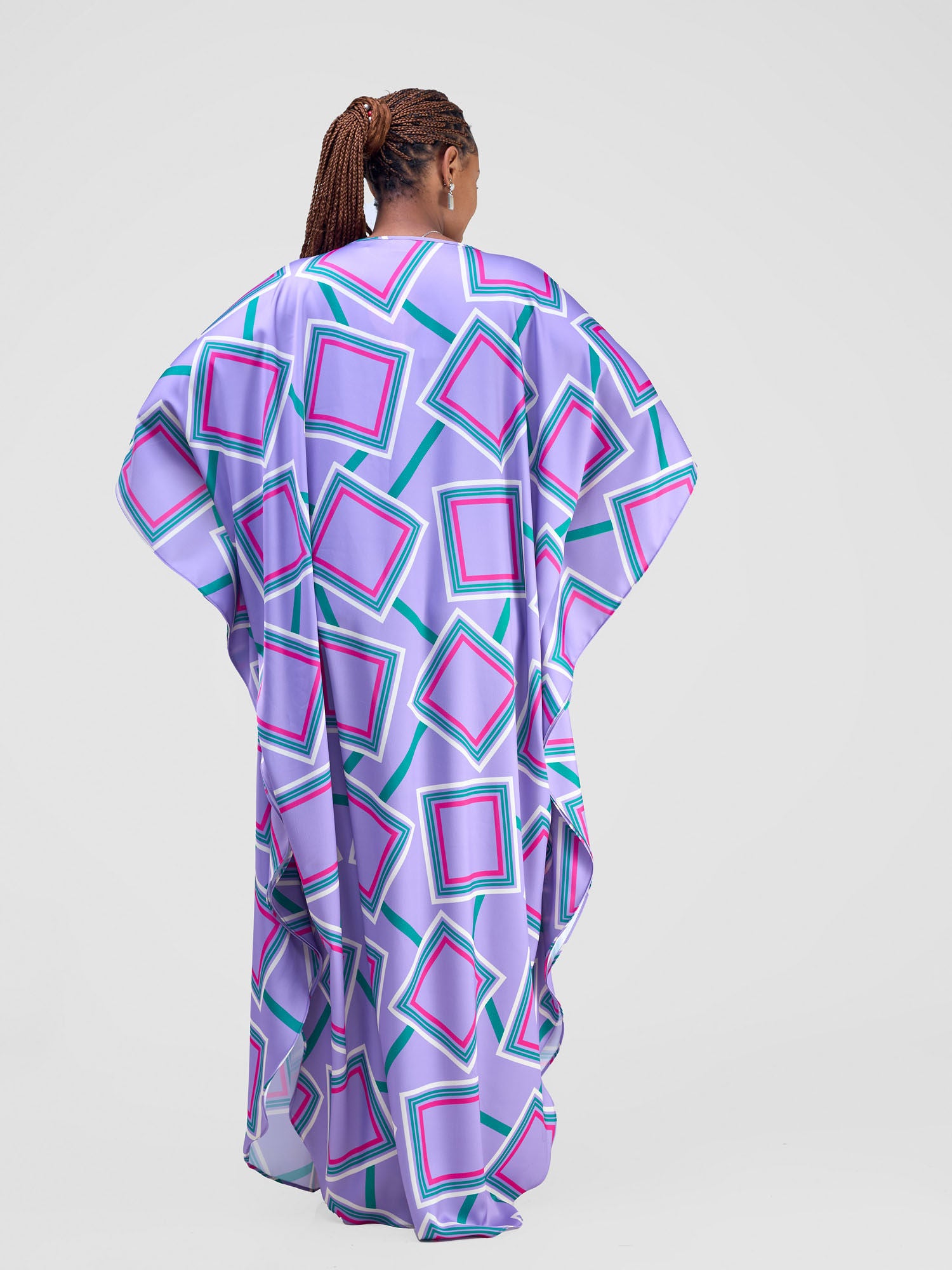 Vivo Amai Maxi Kaftan Dress - Lilac / Cream Biya Print