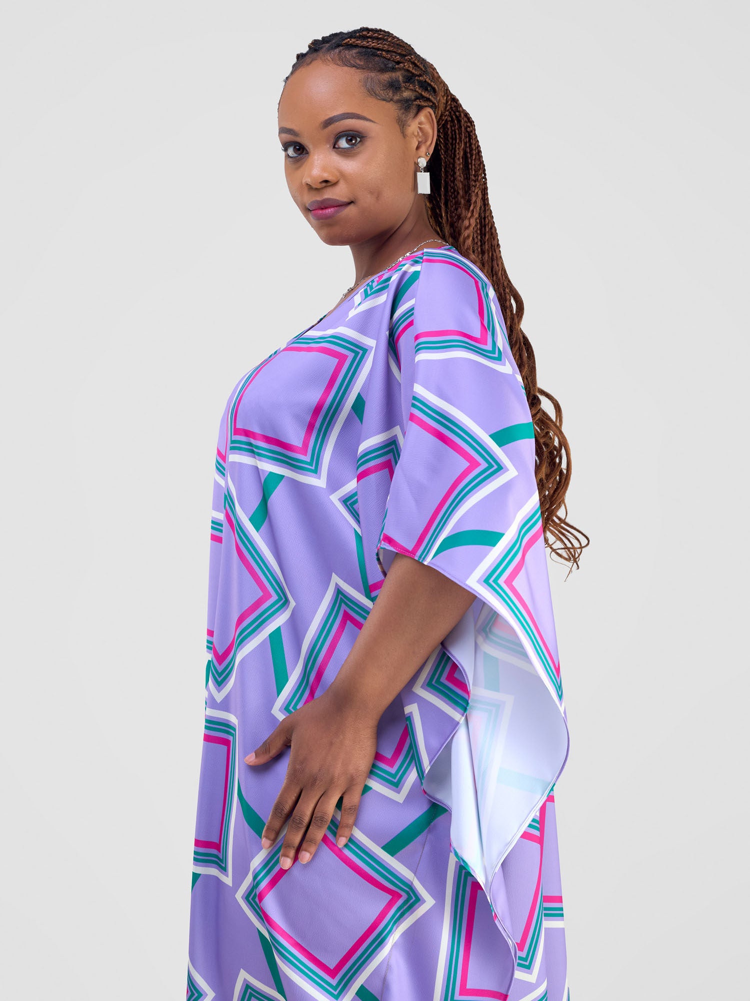 Vivo Amai Maxi Kaftan Dress - Lilac / Cream Biya Print