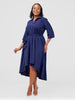 Vivo Yumi High Low Shirt Dress - Navy Blue
