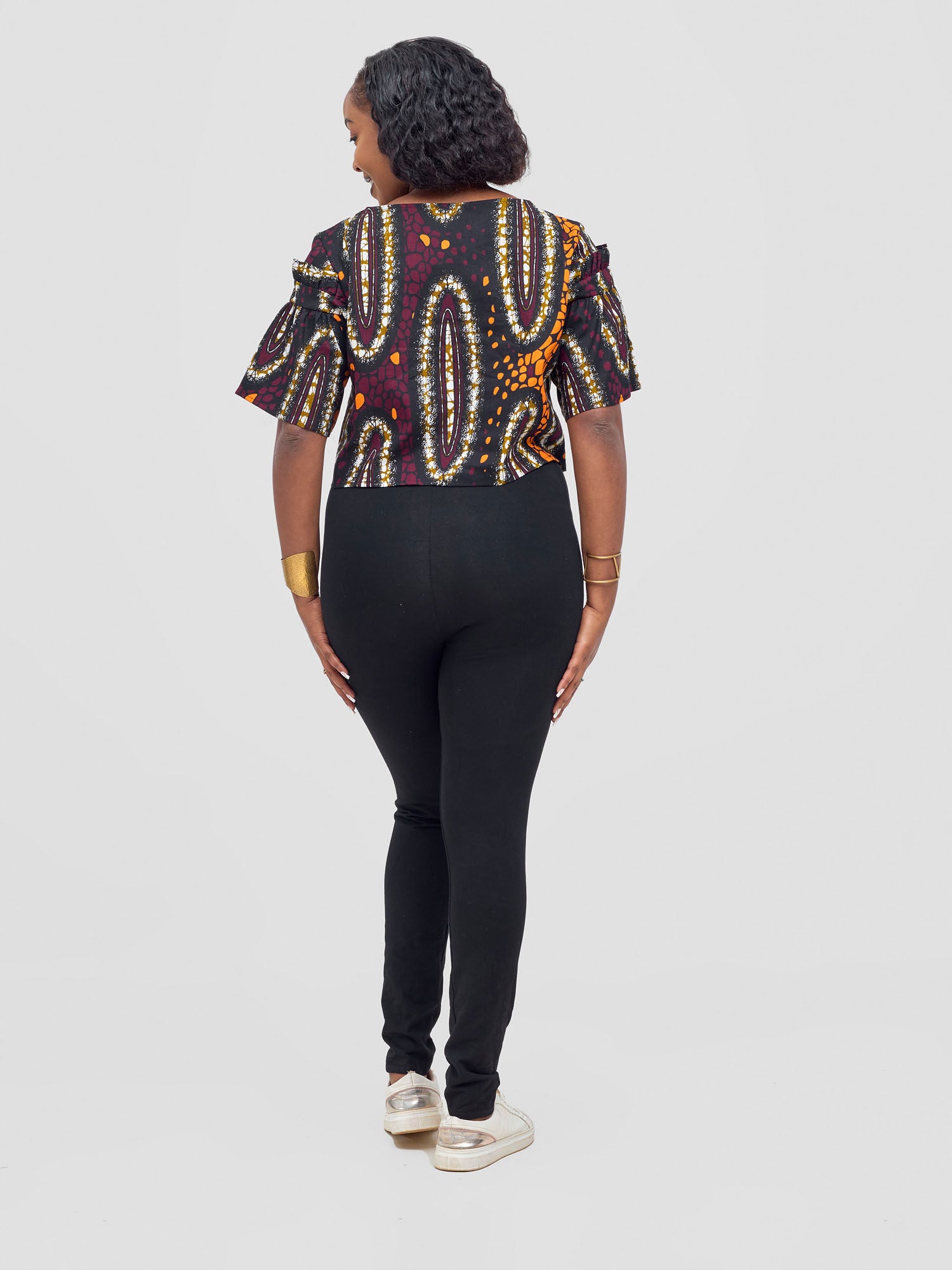 Safari Nimali Ruffle Sleeve Top - Neba Print
