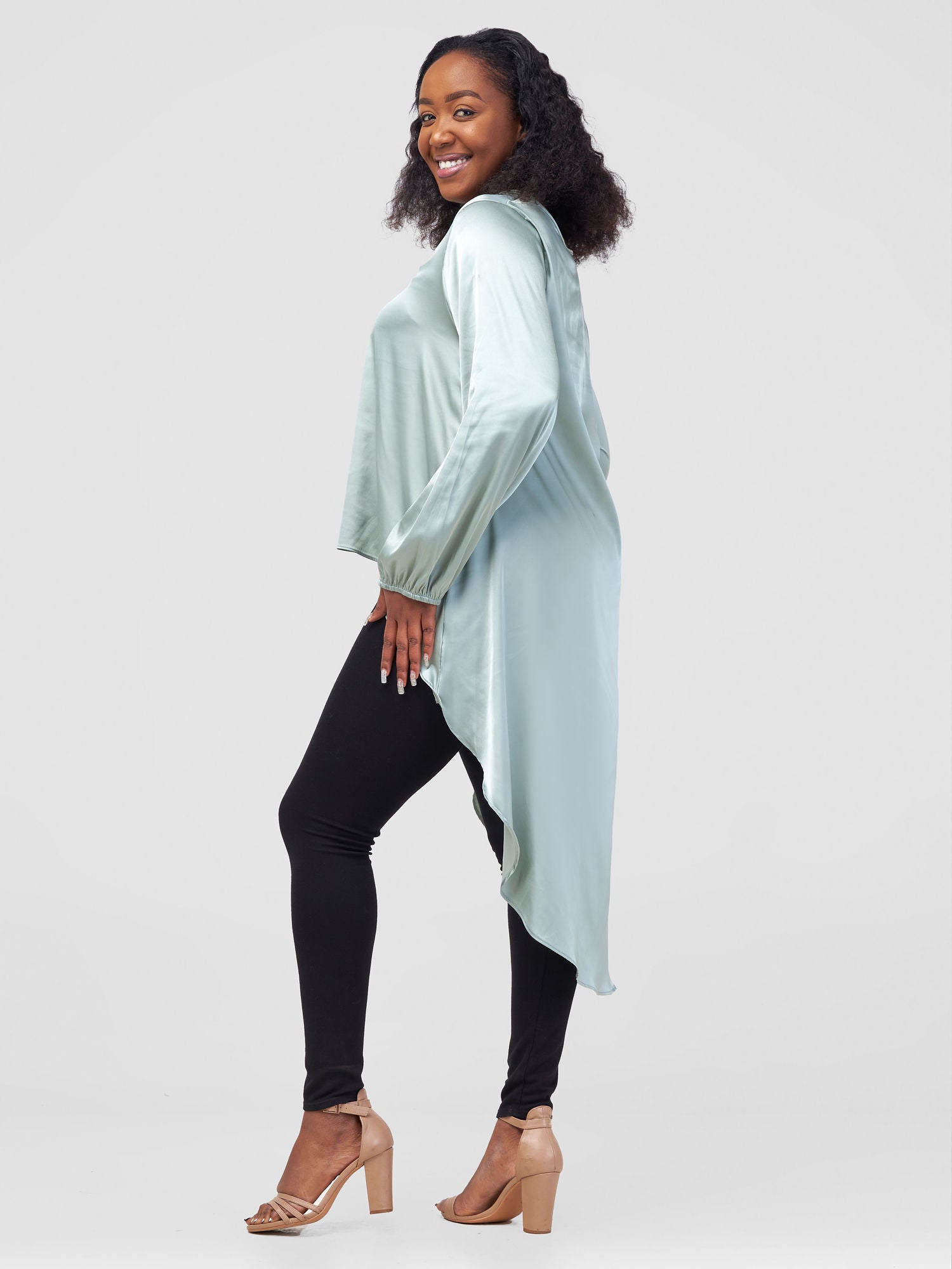 Vivo Basic Nalia Satin High Low Top - Lime