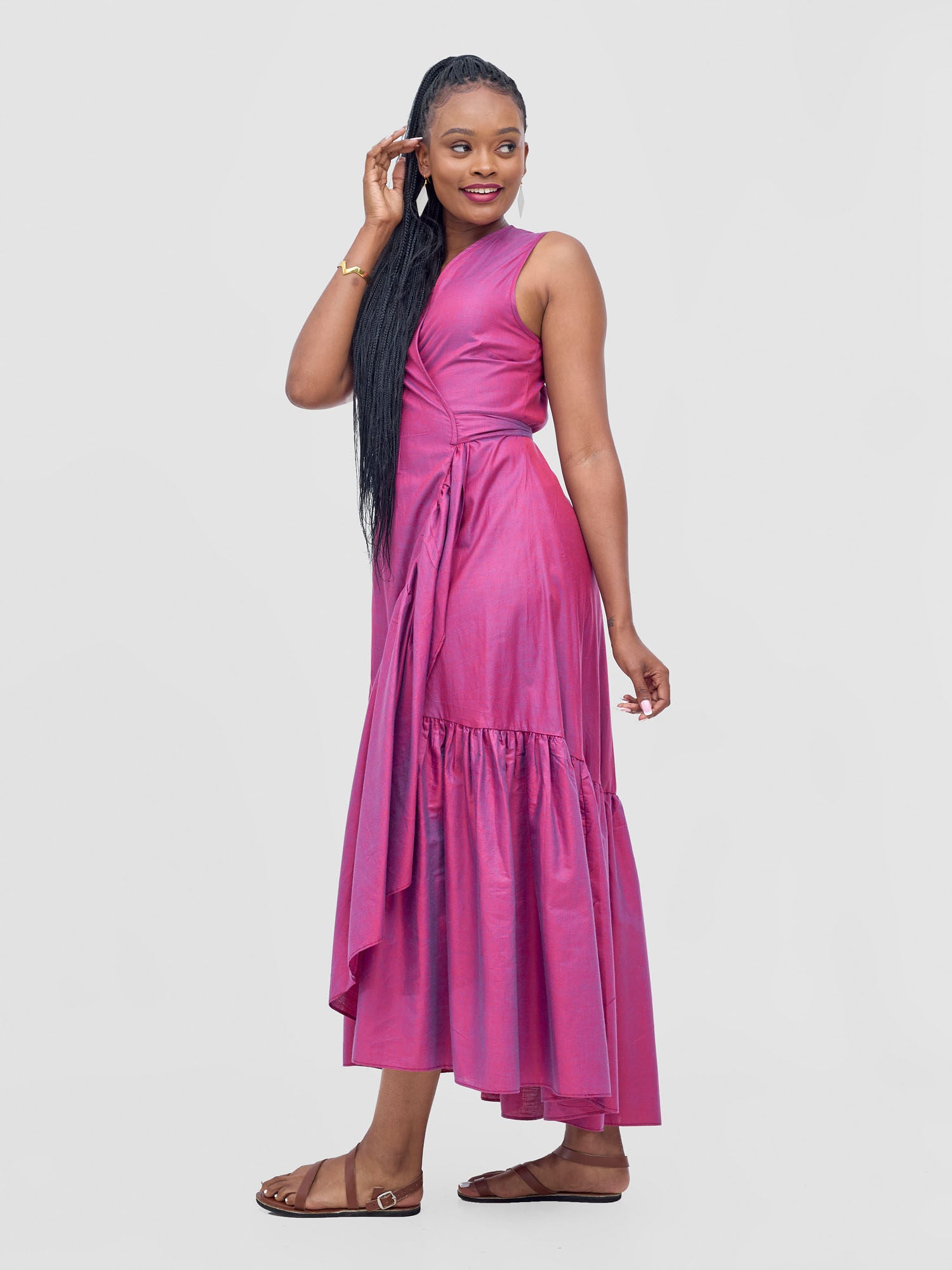 Safari Kikoy Wrap Dress - Red Blue