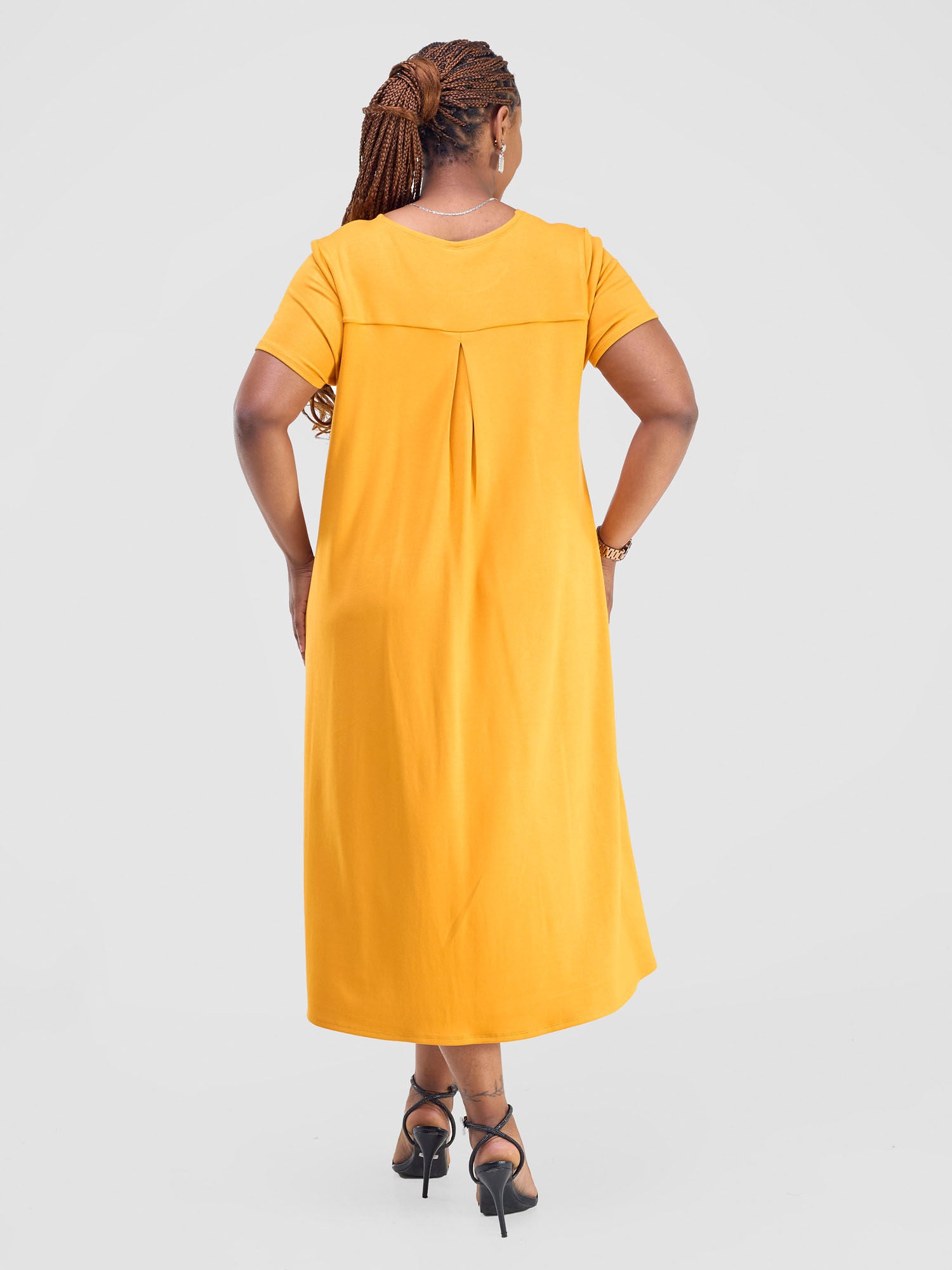 Vivo Safiya Back Pleat Dress - Mustard