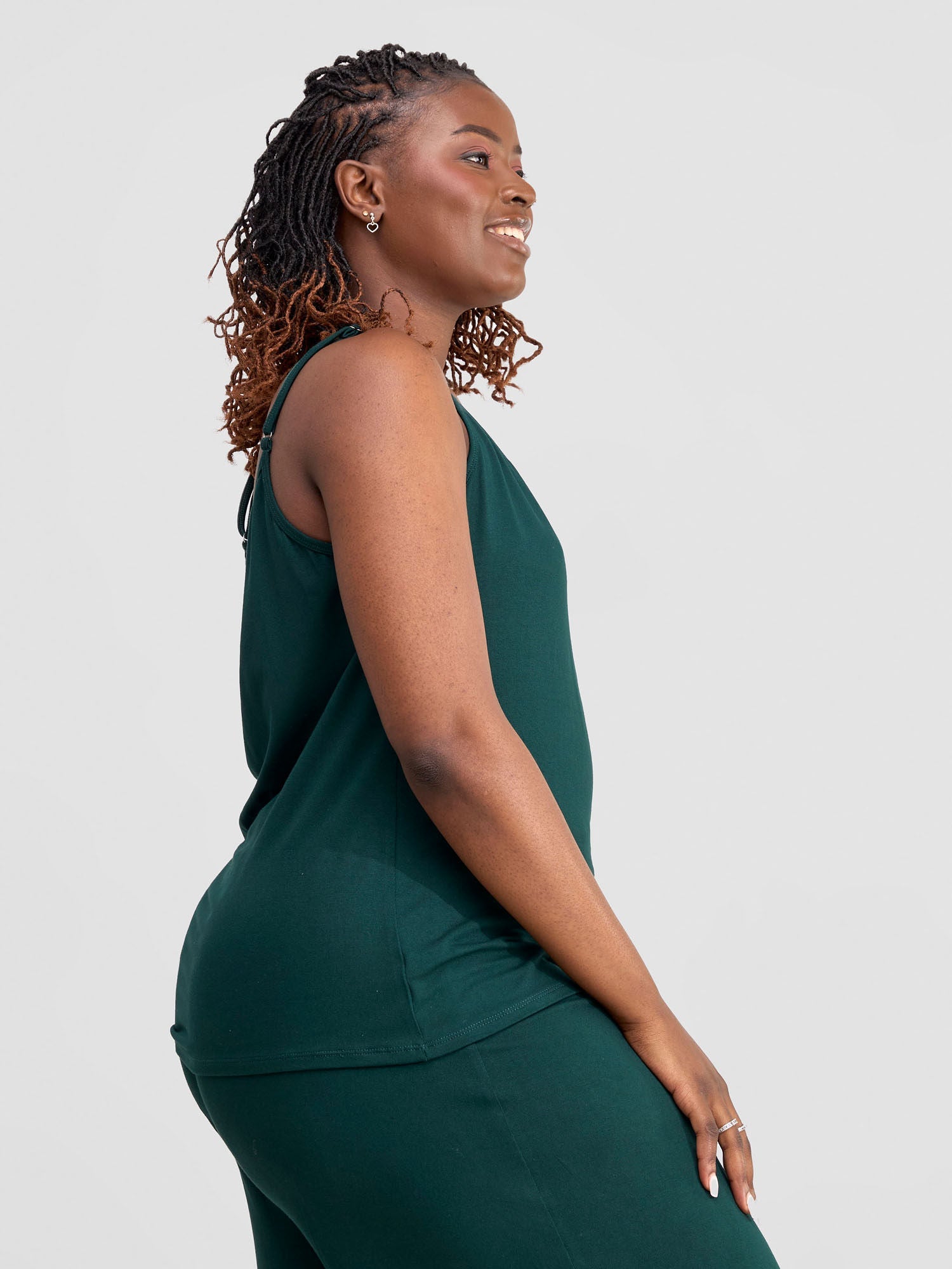 Safari Spaghetti Tank Top - Dark Green