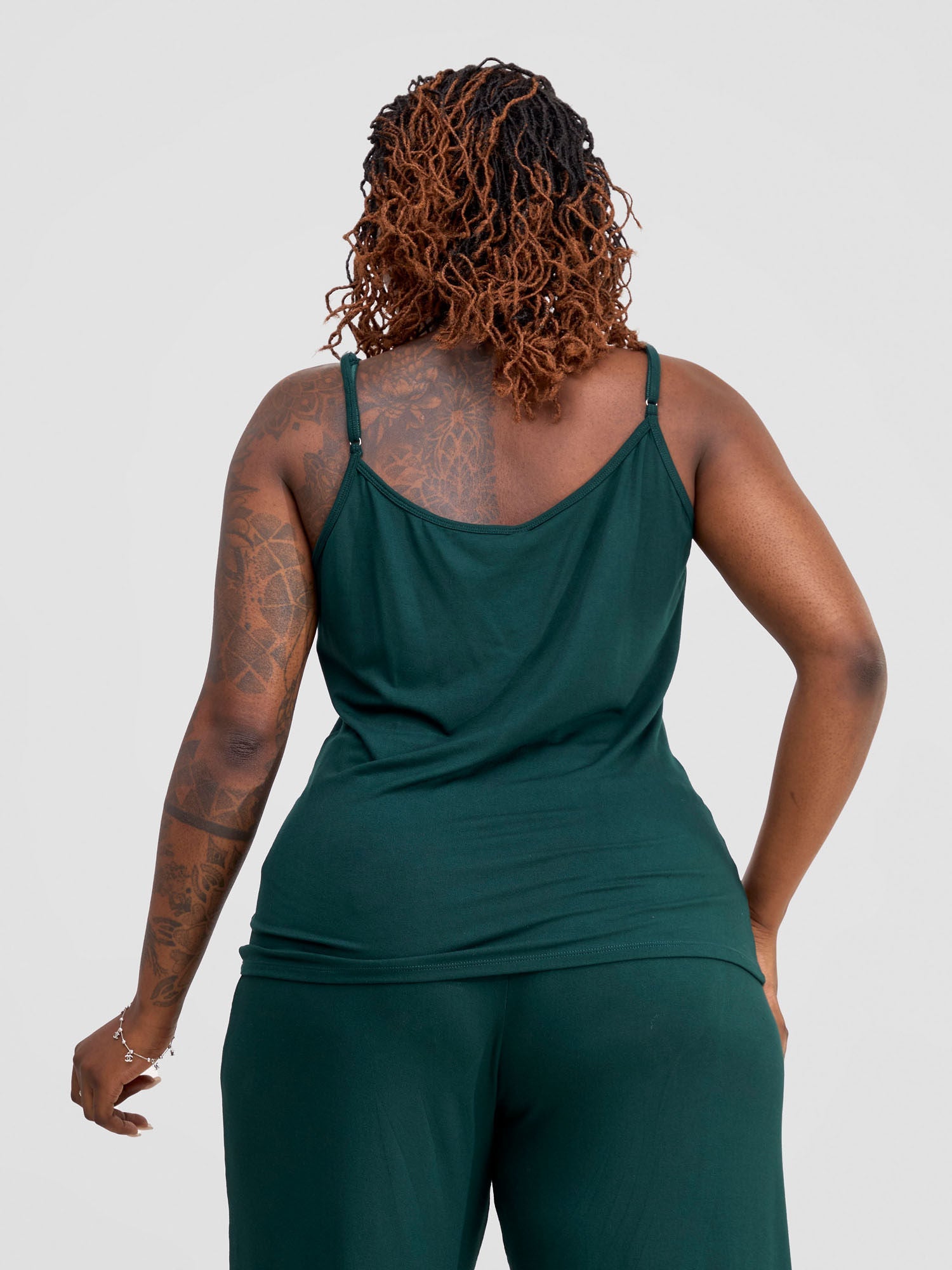 Safari Spaghetti Tank Top - Dark Green