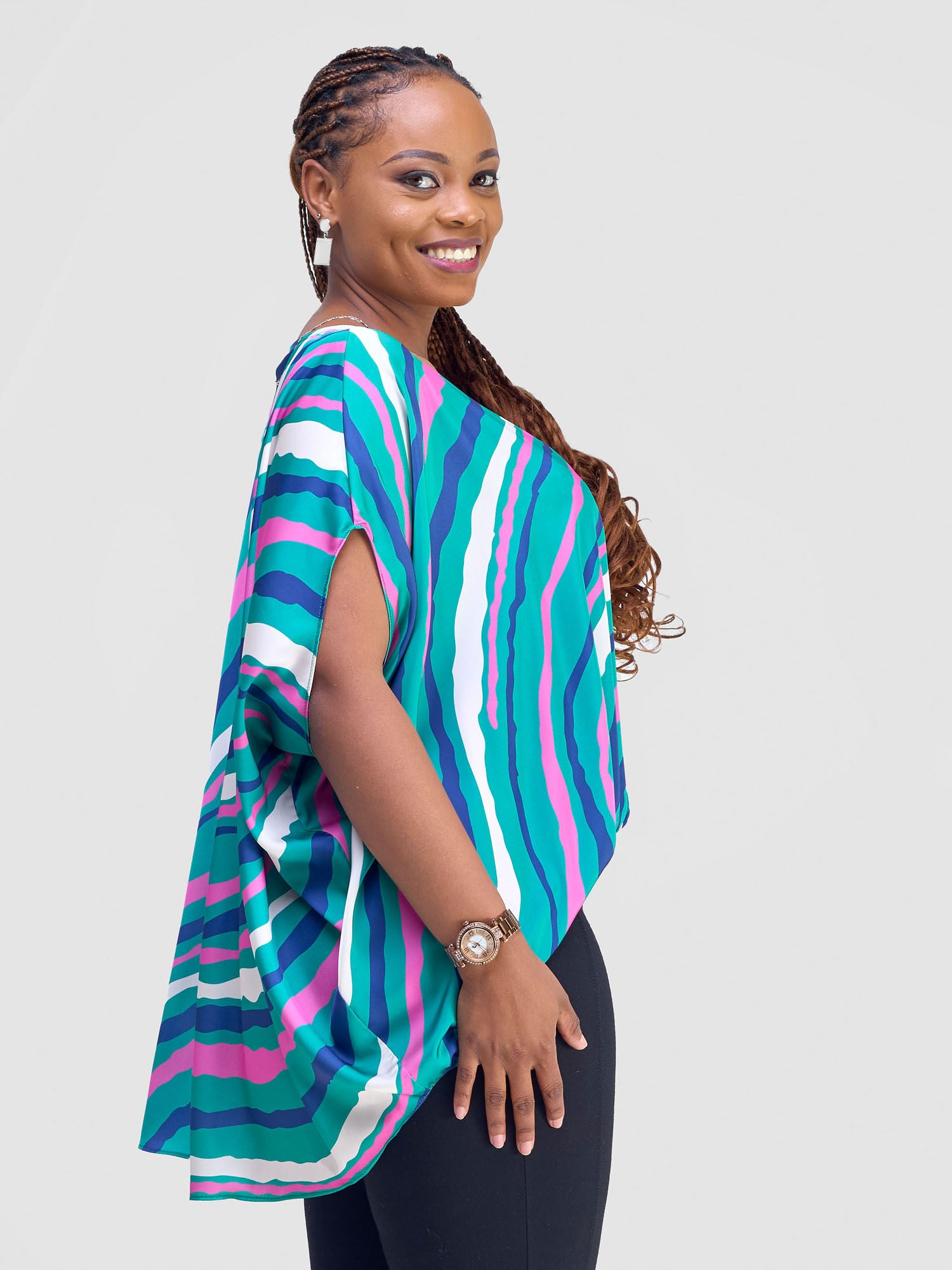 Vivo Amai Hi-Low Top - Green / Pink Izza Print