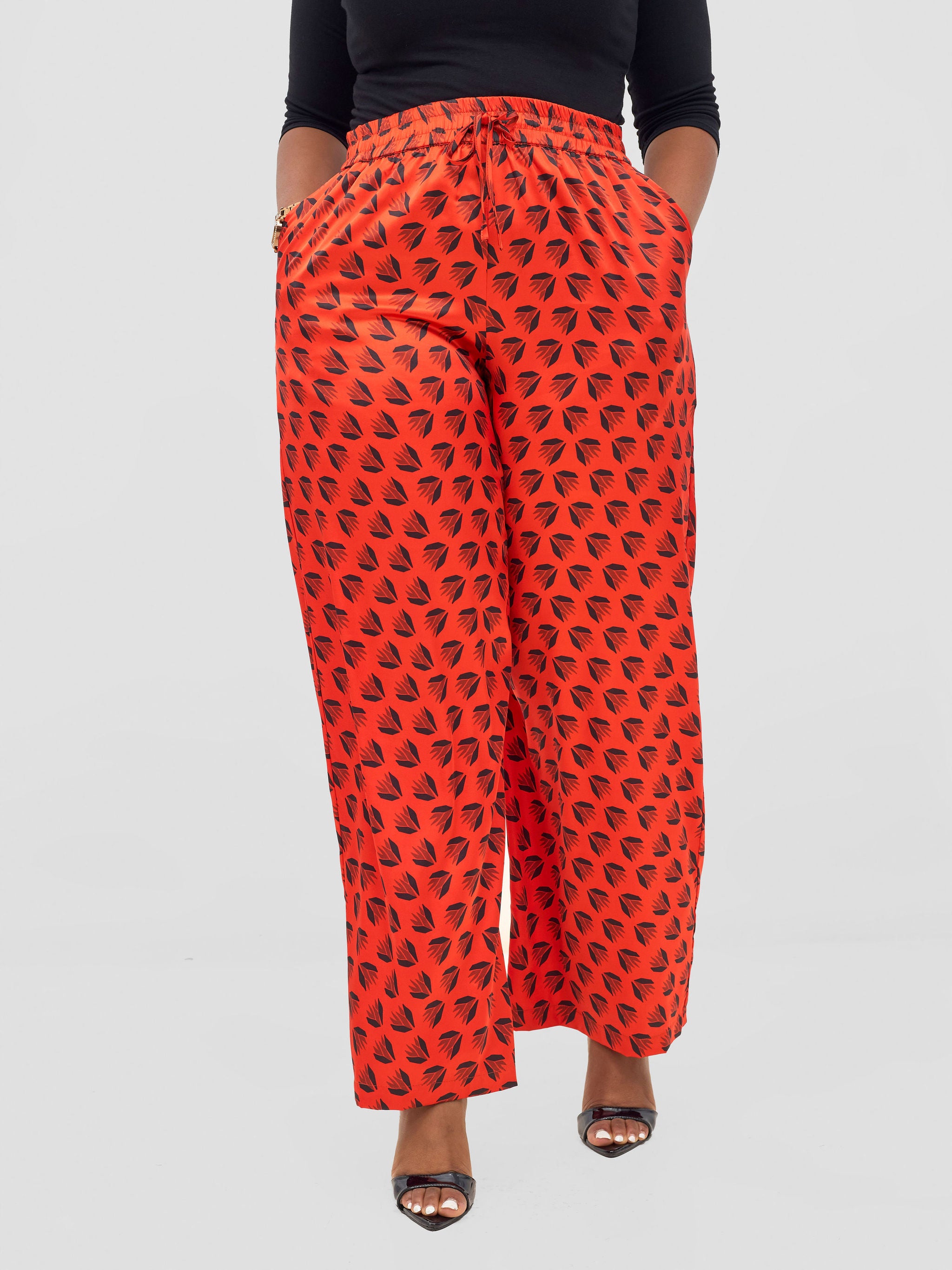 Vivo Ayah Satin Pants - Orange / Black Ullu Print