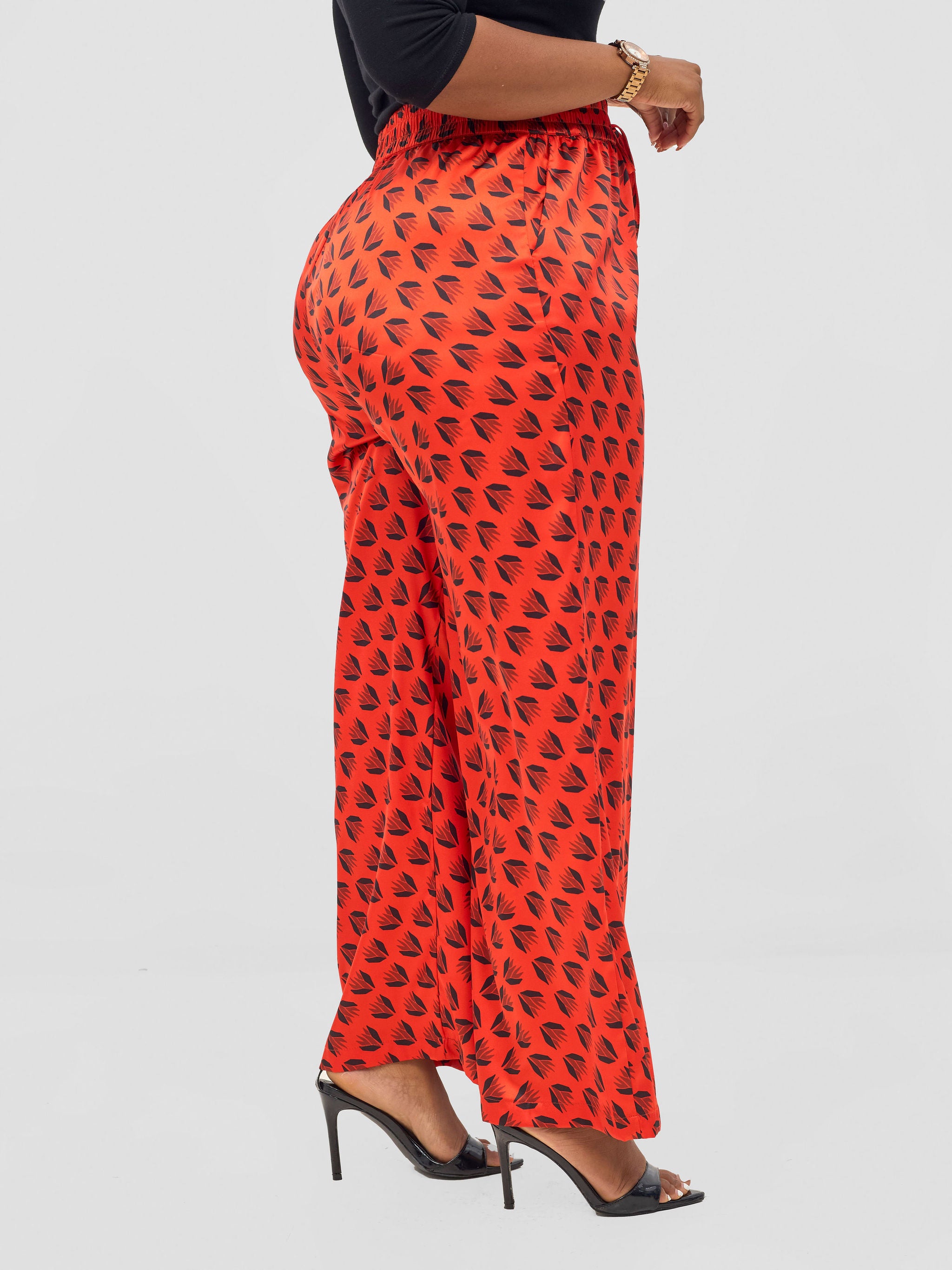 Vivo Ayah Satin Pants - Orange / Black Ullu Print