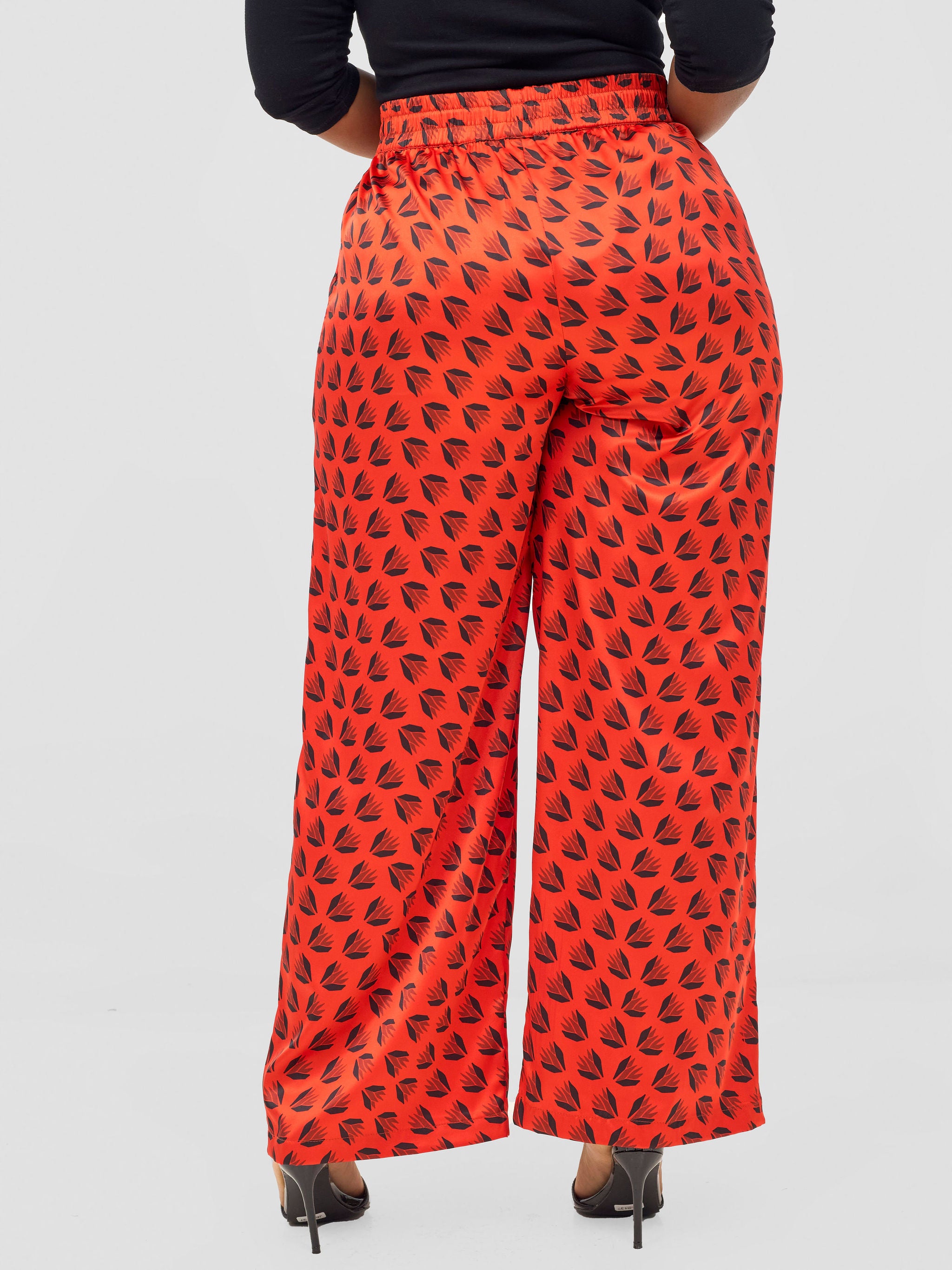 Vivo Ayah Satin Pants - Orange / Black Ullu Print