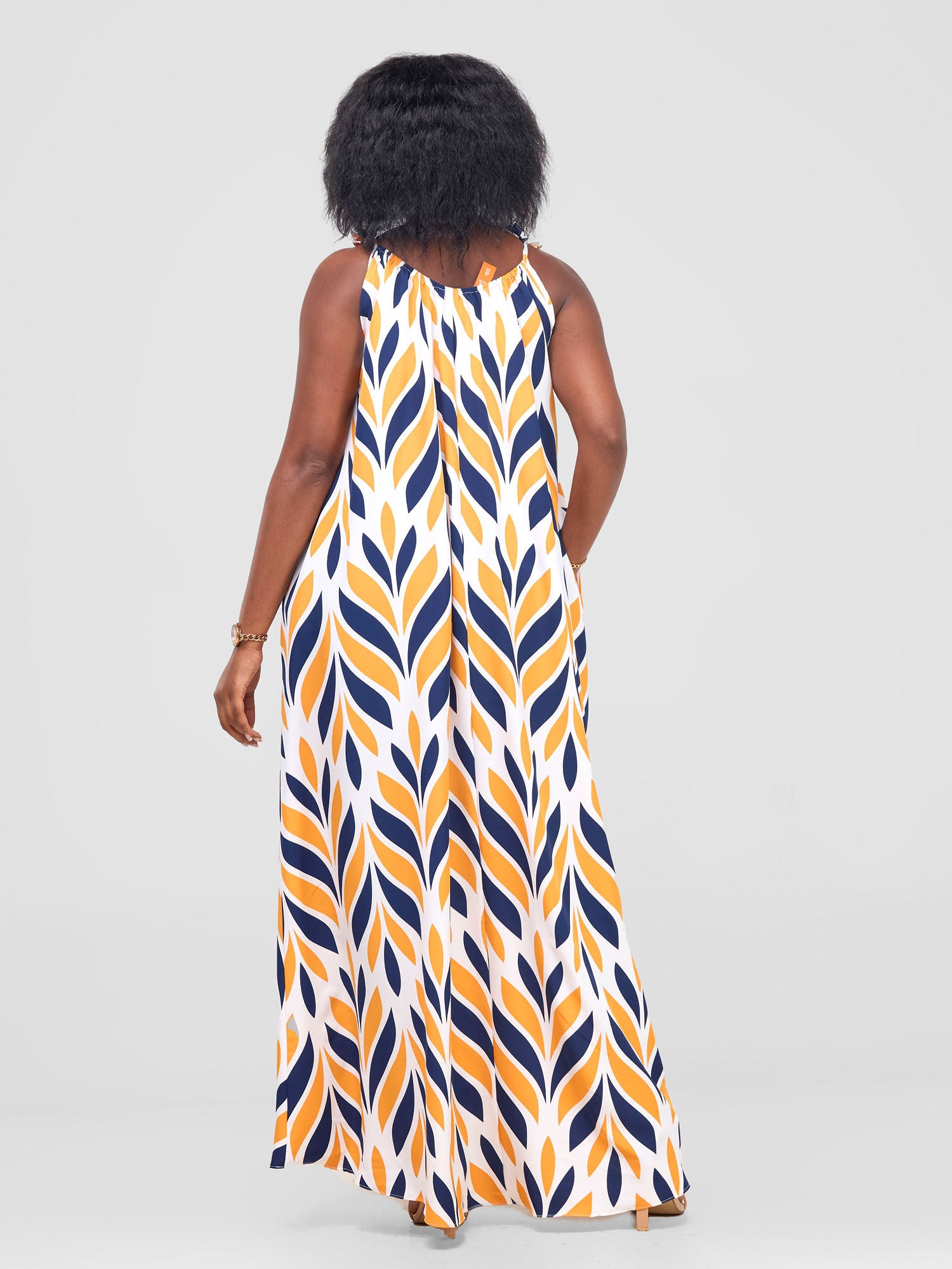 Vivo Maisha Strappy Maxi Dress - Navy / Orange