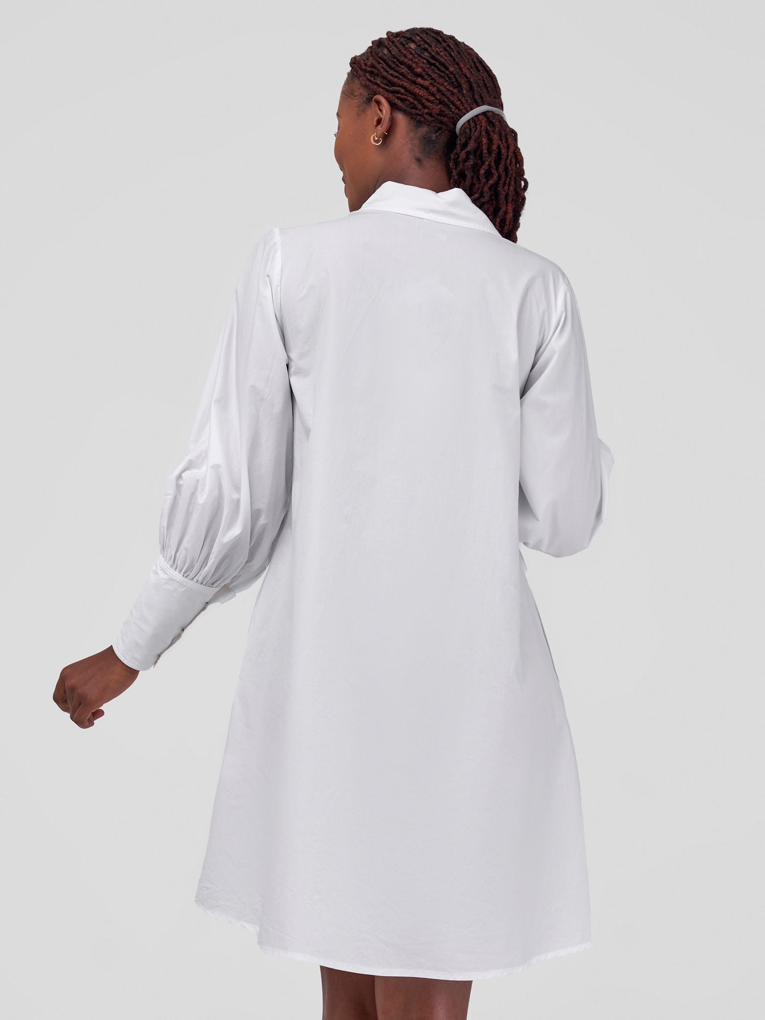 Safari Hawi Bishop Sleeve Tent Shirt Dress - White