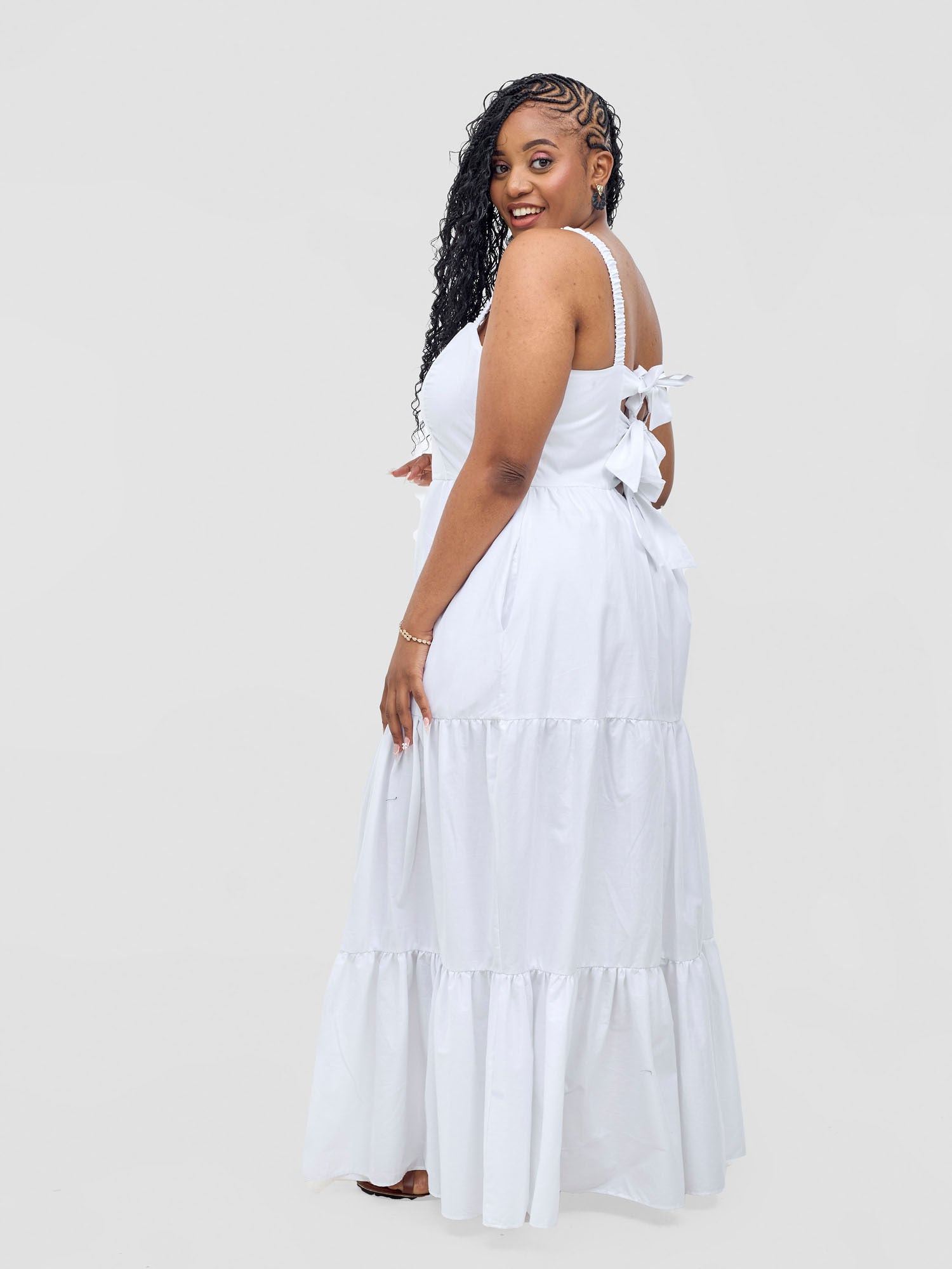 Safari Tie Back Maxi Dress - White