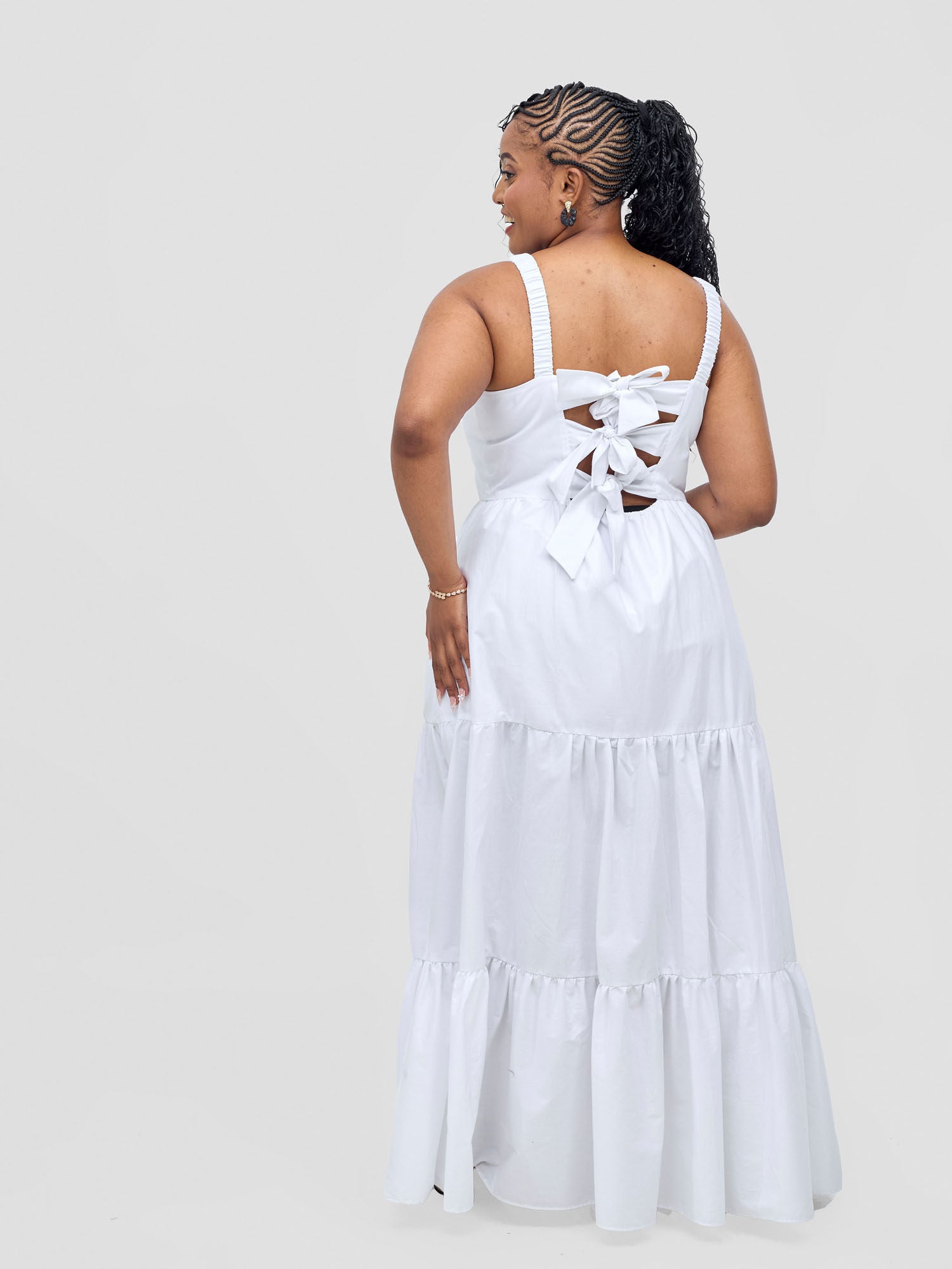 Safari Tie Back Maxi Dress - White