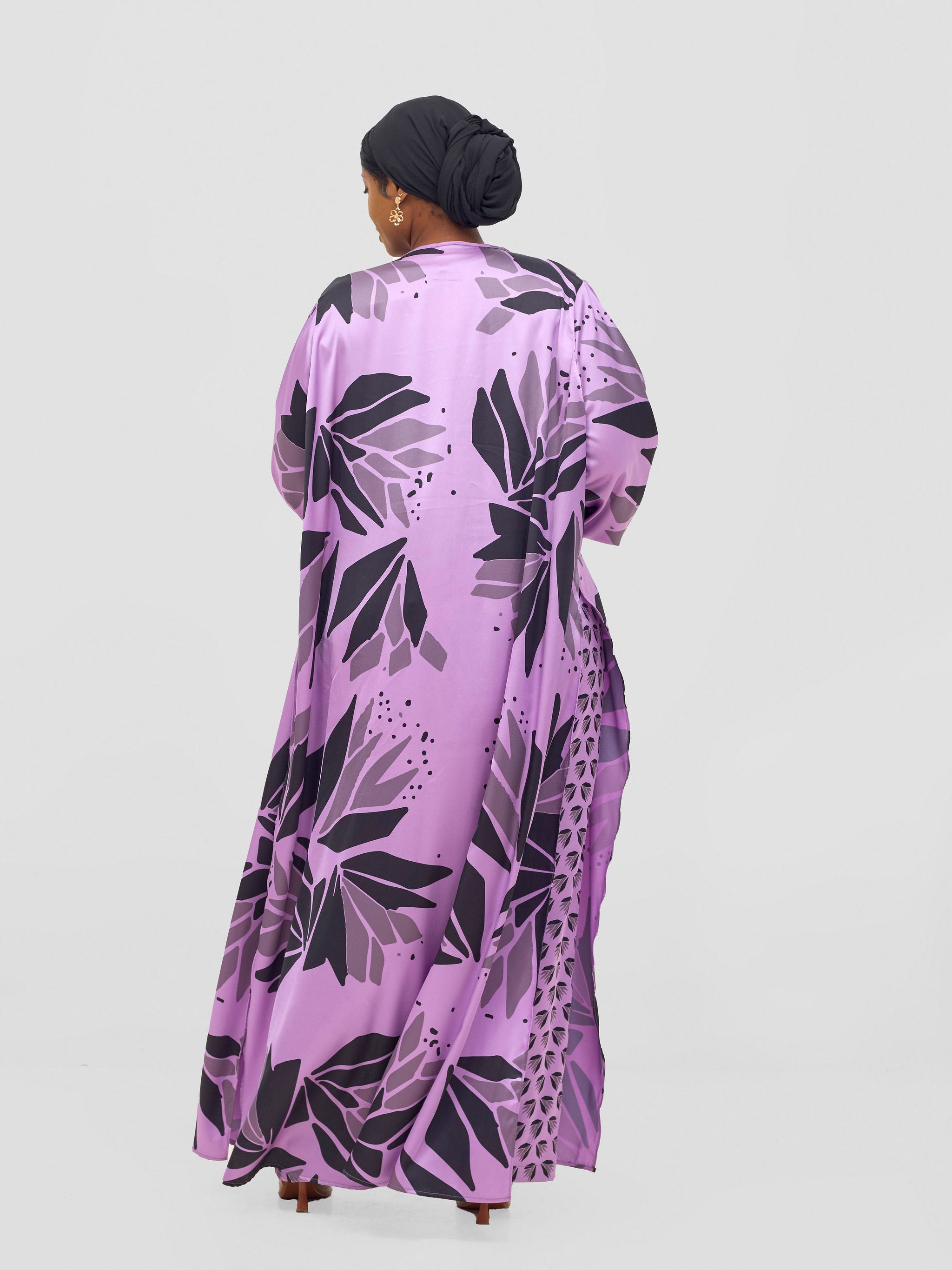 Vivo Ayah Kimono - Lilac / Black Tullu Print