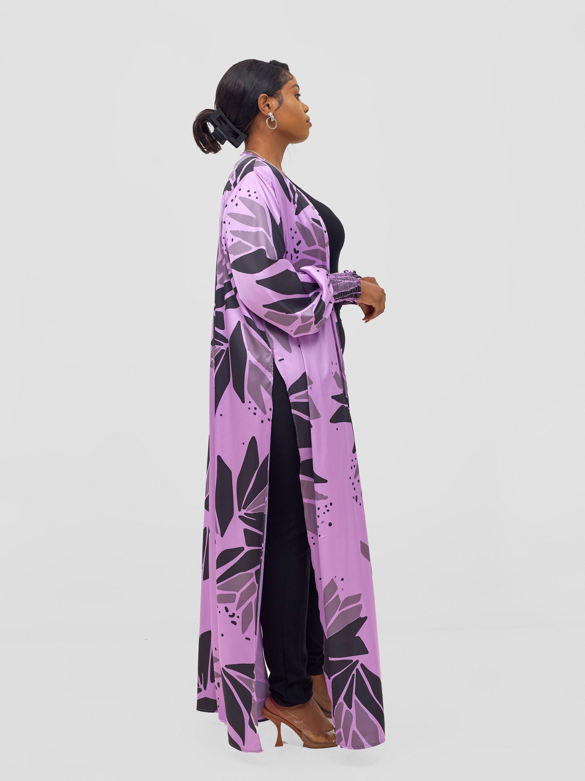 Vivo Ayah Kimono - Lilac / Black Tullu Print