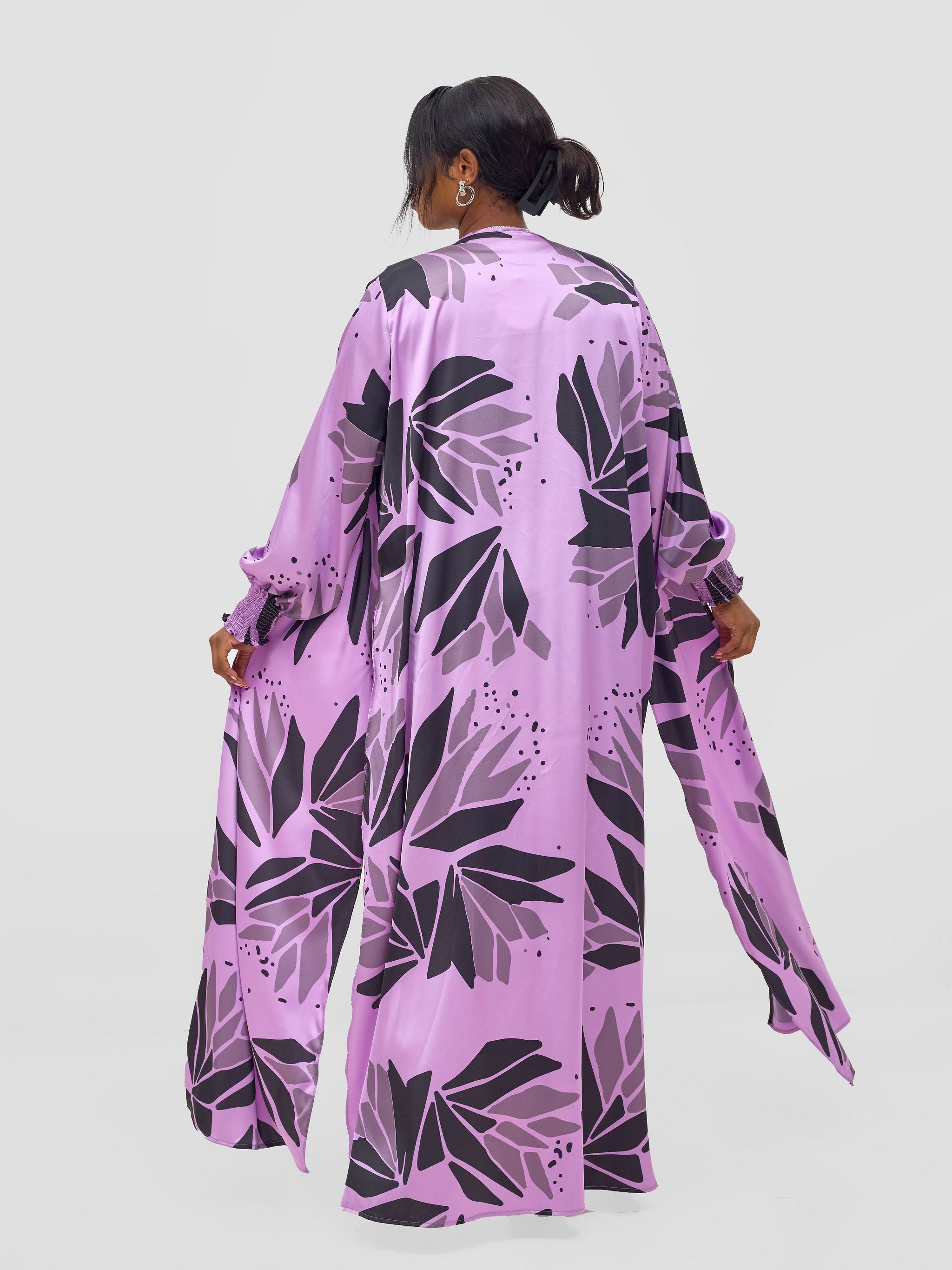 Vivo Ayah Kimono - Lilac / Black Tullu Print