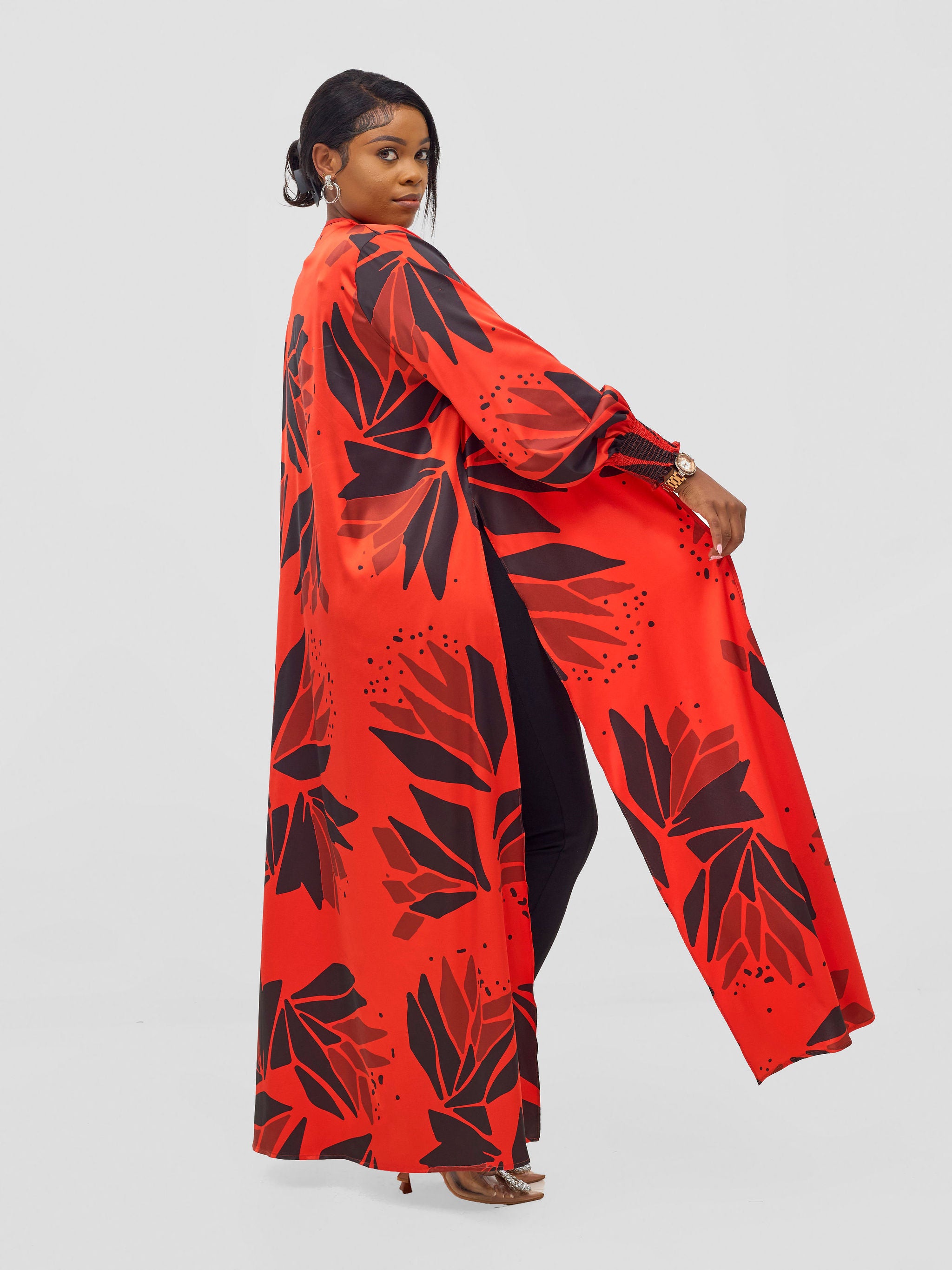 Vivo Ayah Kimono - Orange / Black Tullu Print