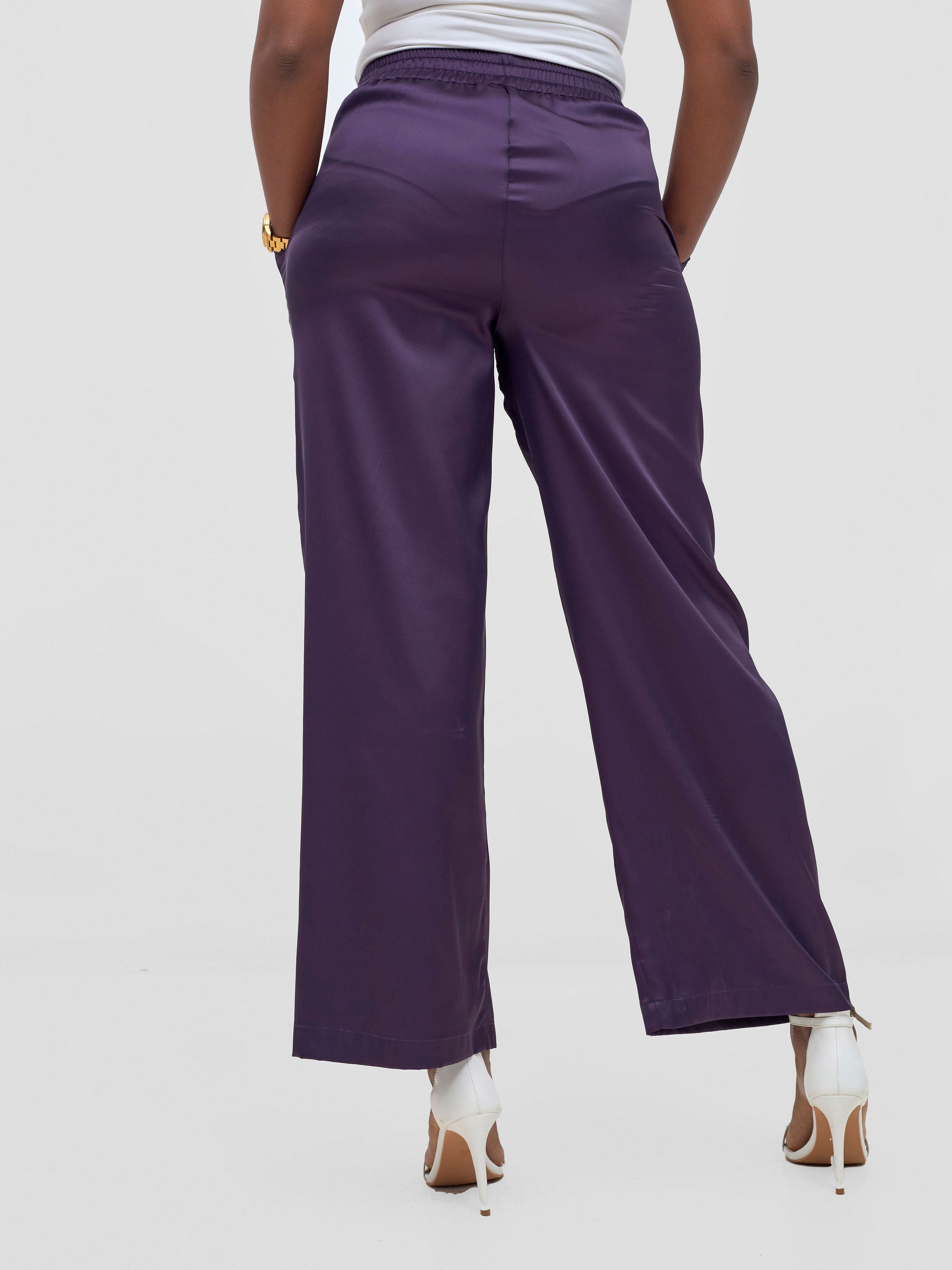 Vivo Ayah Satin Pants - Dark Purple