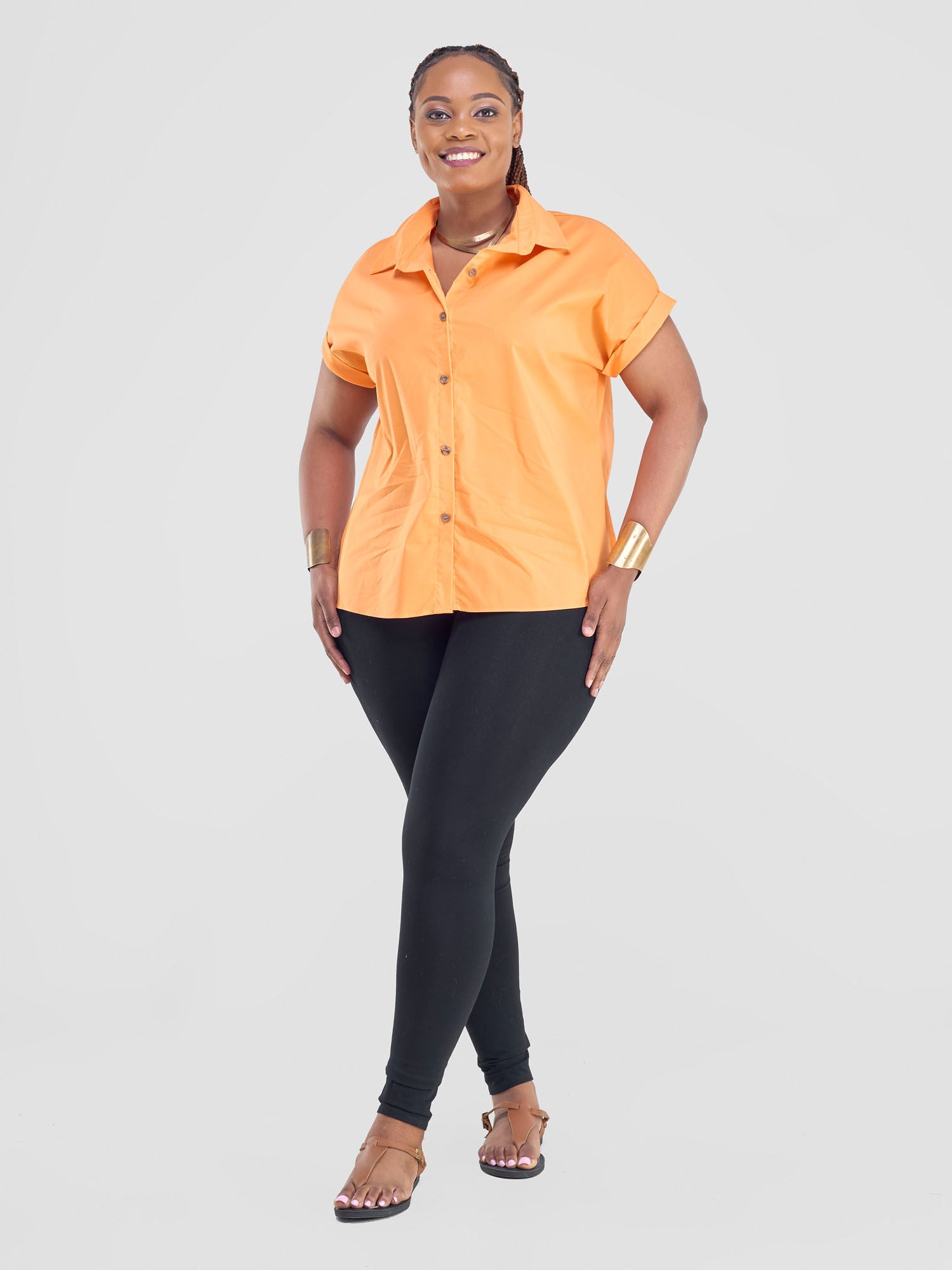 Safari Zene Drop Shoulder Top - Light Orange