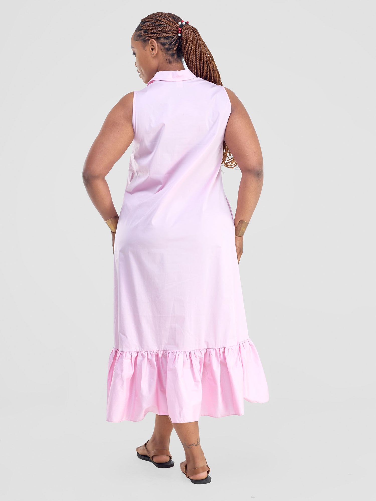 Safari Huru Halter Sleeveless High Low Dress - Pink