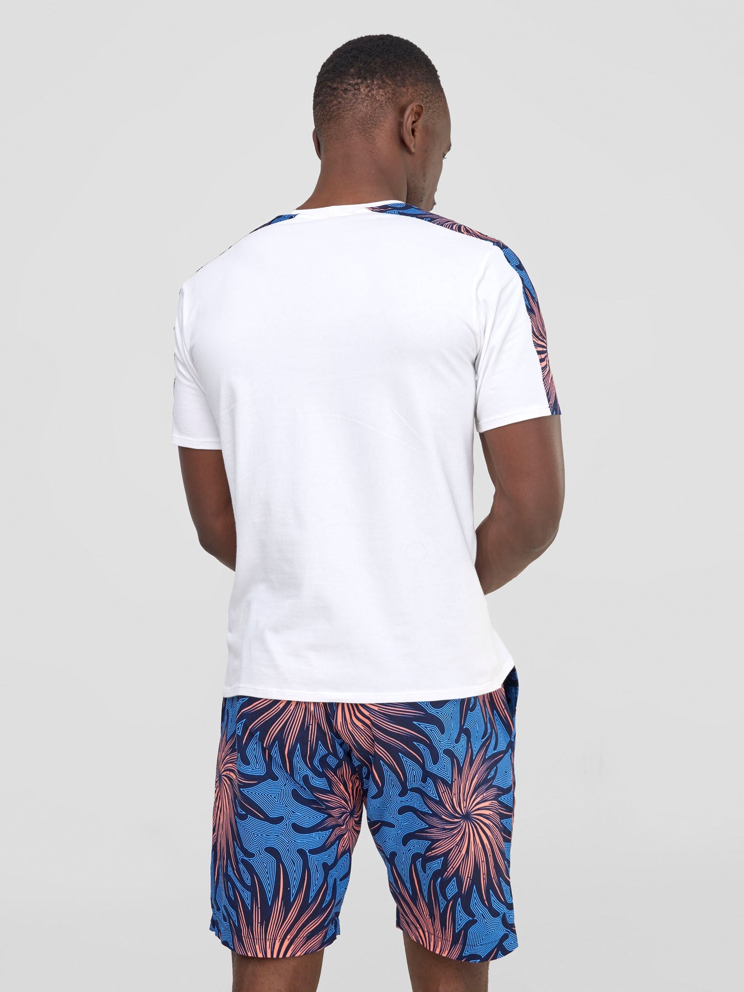 Safari Kitenge T-Shirt - White / Tana Print