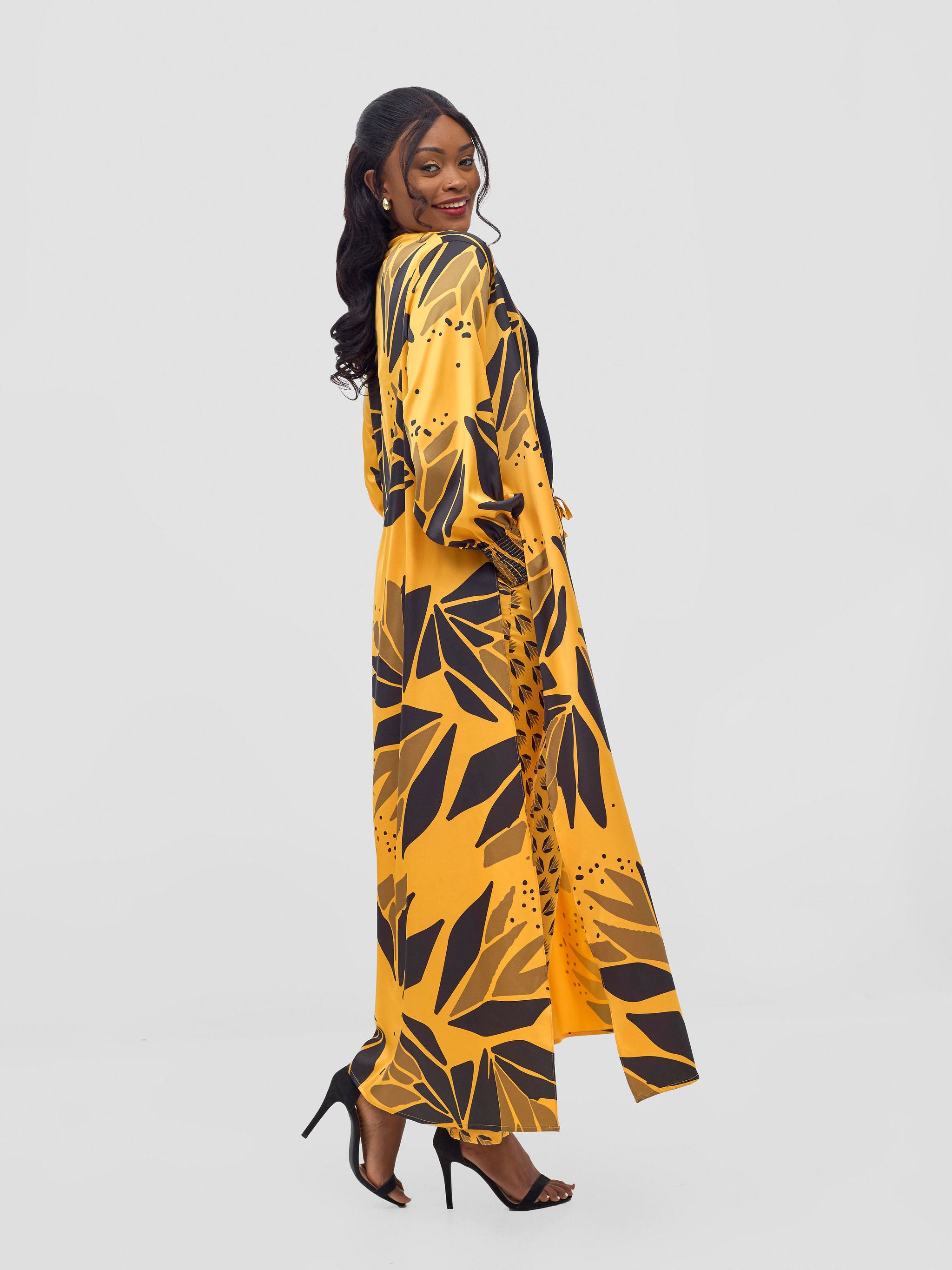Vivo Ayah Kimono - Mustard / Black Tullu Print