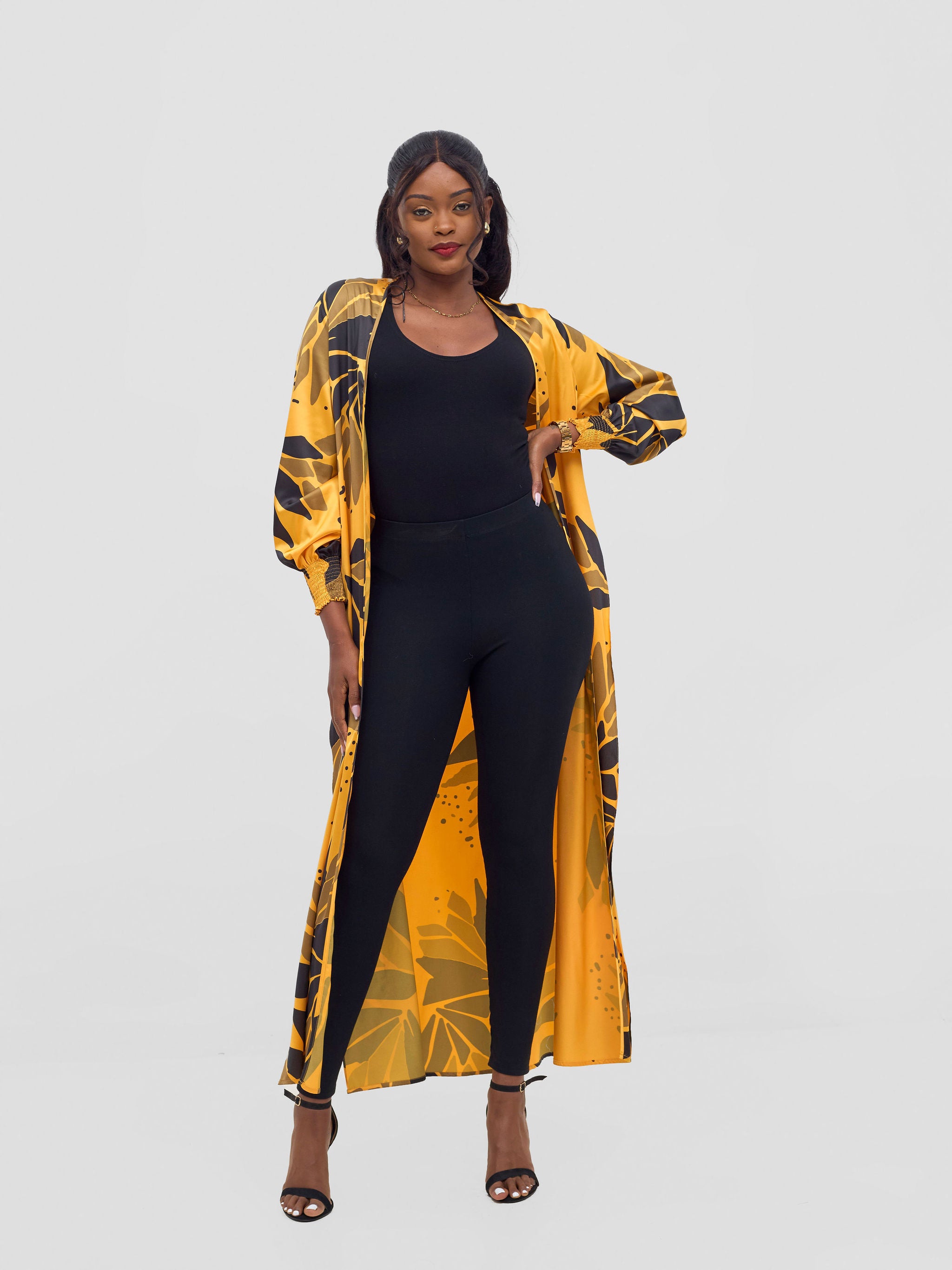 Vivo Ayah Kimono - Mustard / Black Tullu Print