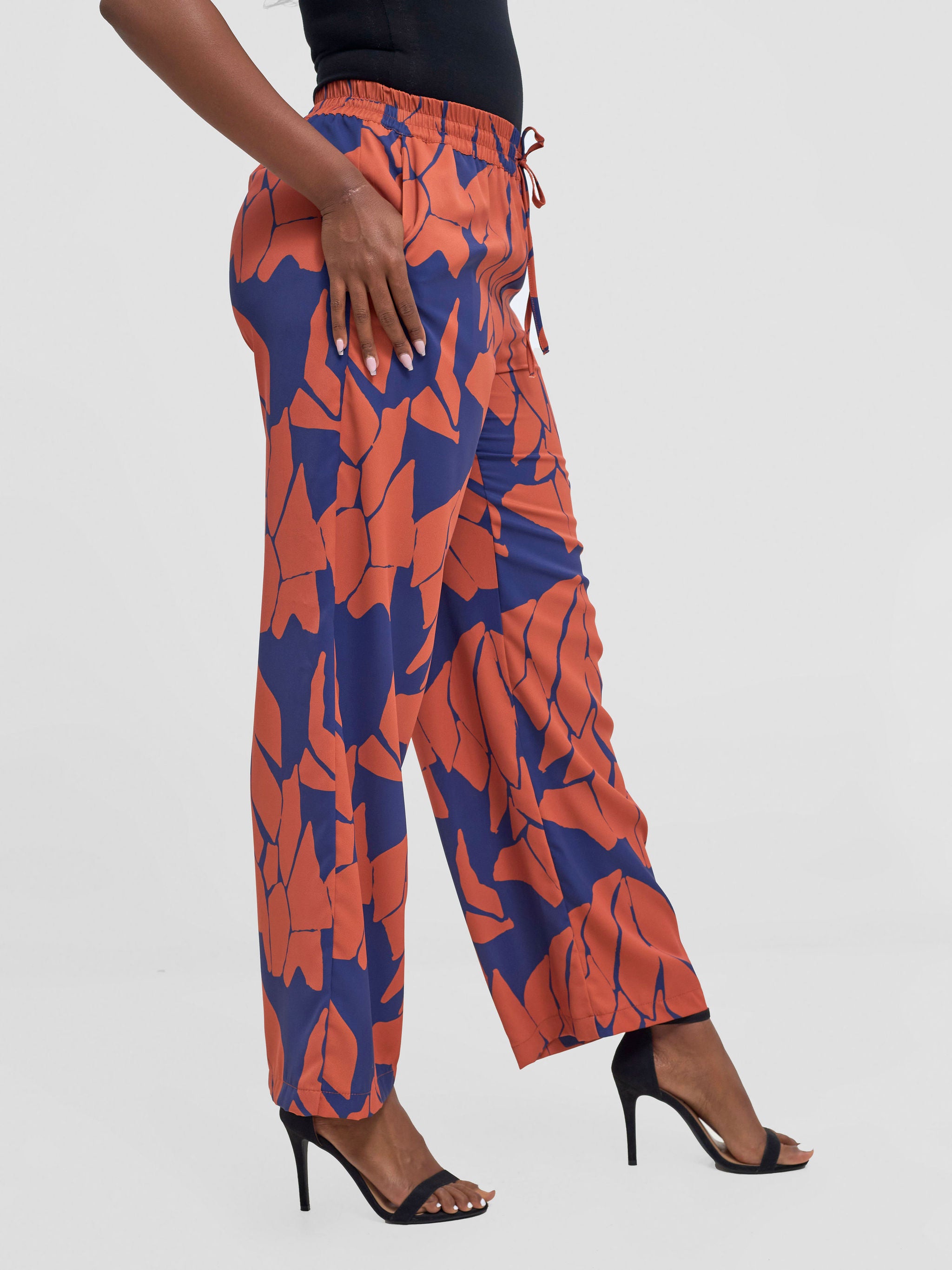 Vivo Ayah Drawstring Pants - Rust / Navy Yaa Print