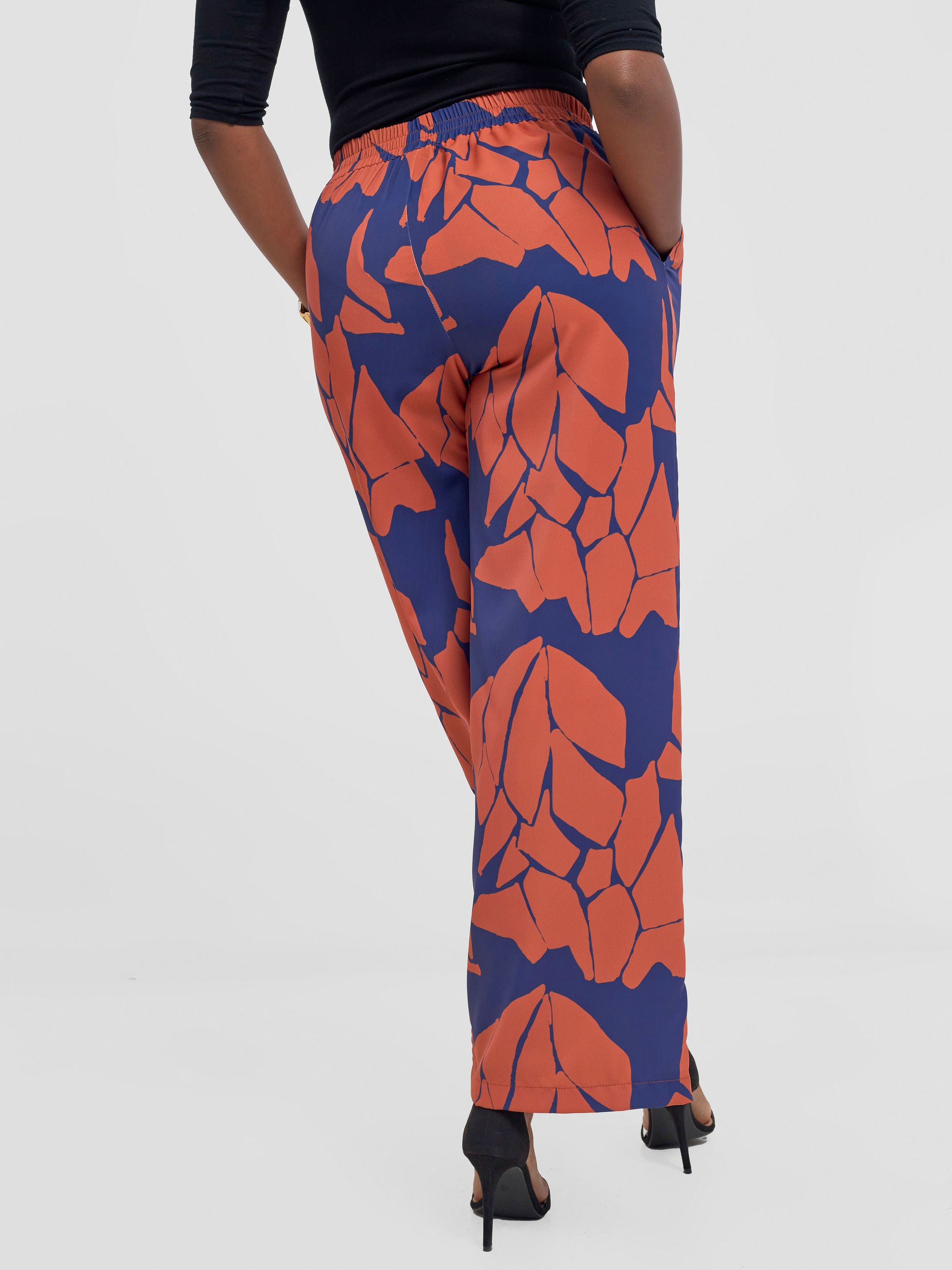 Vivo Ayah Drawstring Pants - Rust / Navy Yaa Print