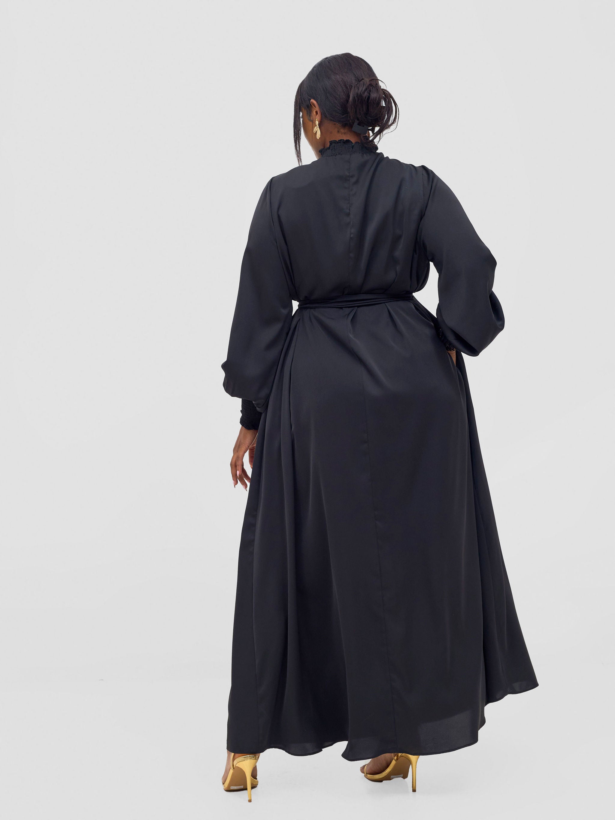 Vivo Ayah Shirred Neck Tent Maxi Dress - Black