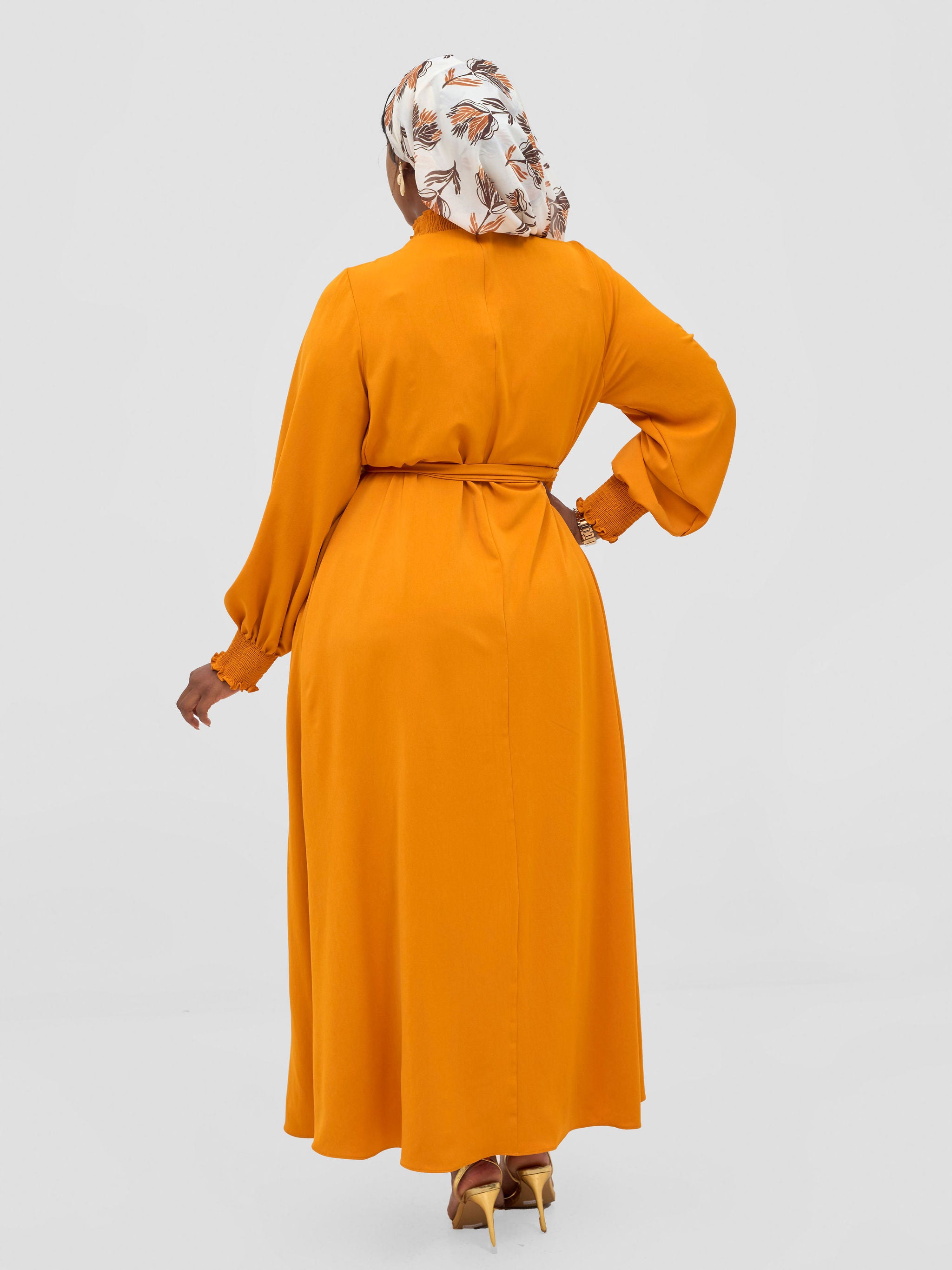 Vivo Ayah Shirred Neck Tent Maxi Dress - Mustard