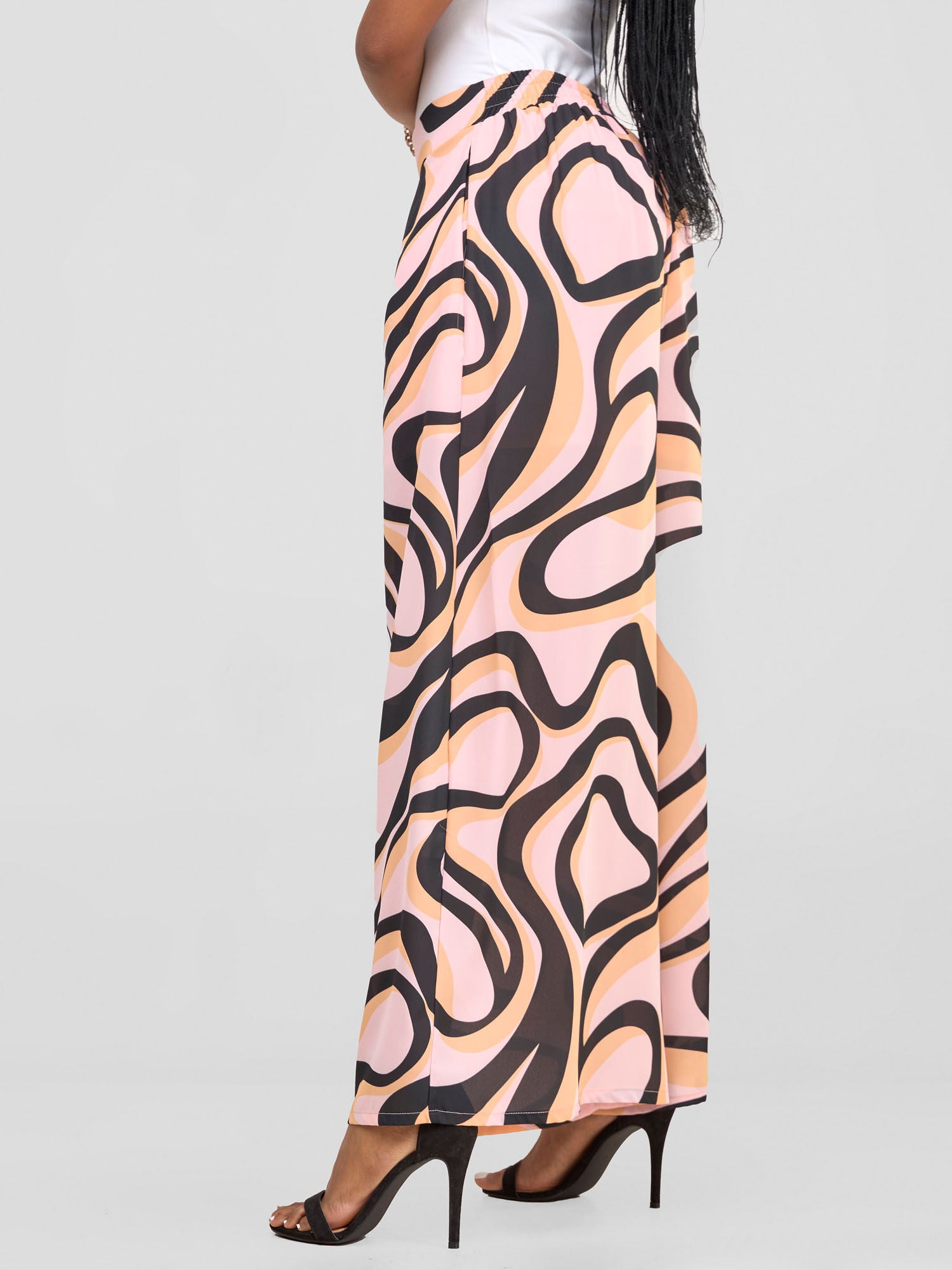 Vivo X Essence Asha Wide Leg Pants With Short Lining - Pink / Black Manda Print