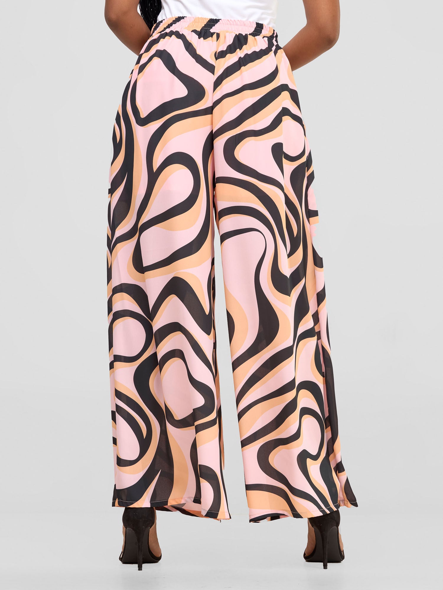 Vivo X Essence Asha Wide Leg Pants With Short Lining - Pink / Black Manda Print